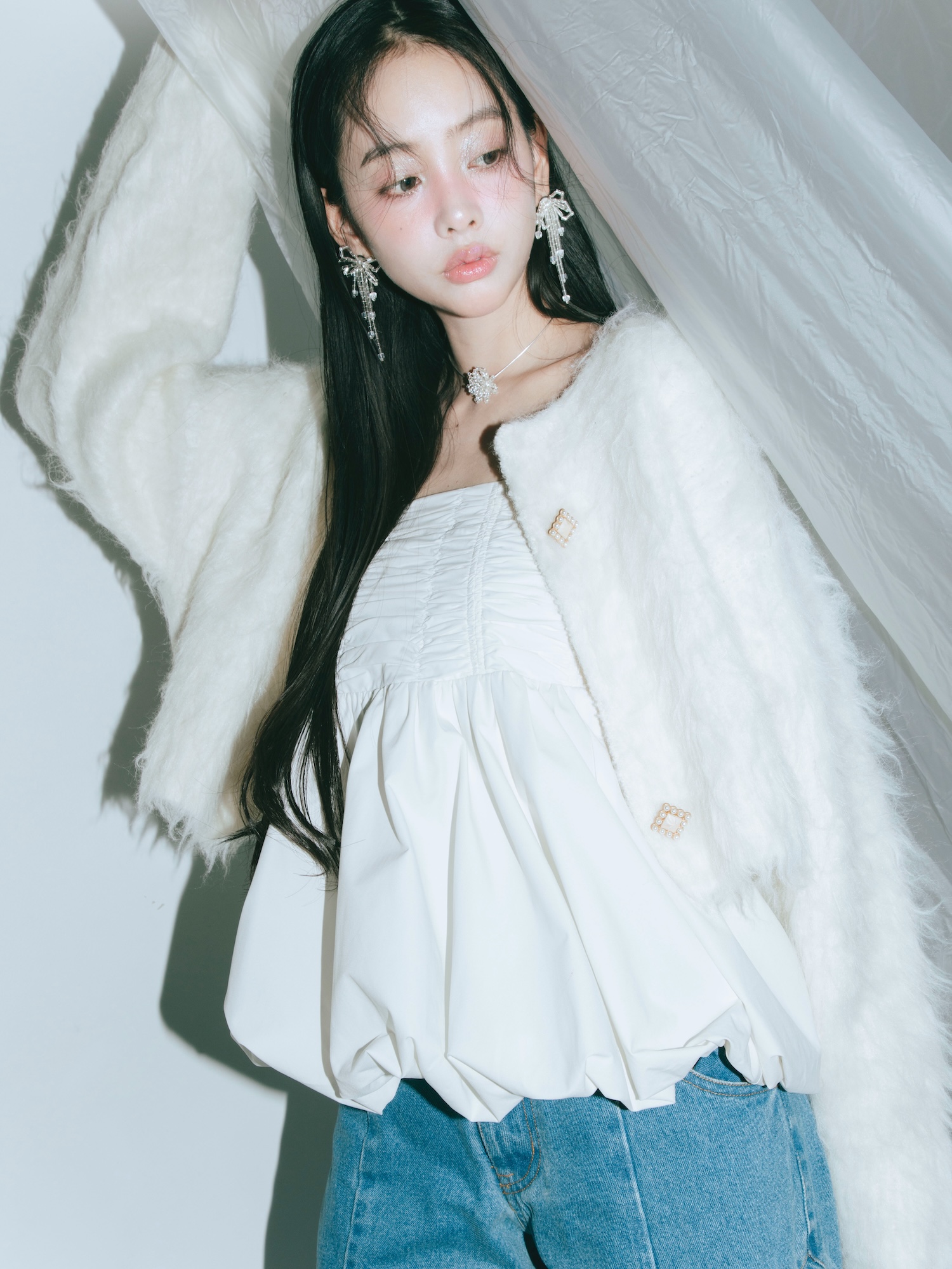 Scallop Shaggy Knit Cardigan