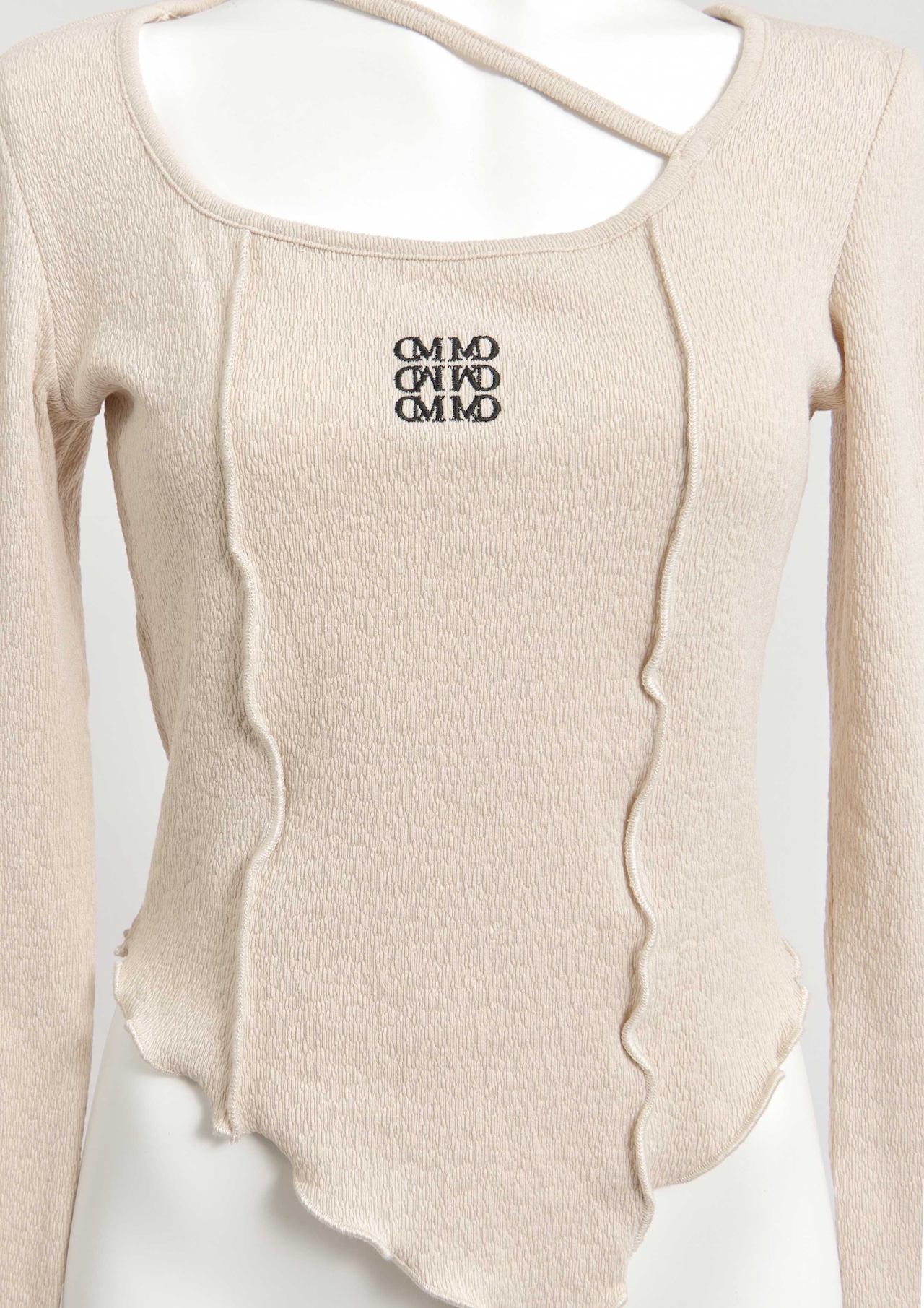 Asymmetry Hem Line Logo Tops