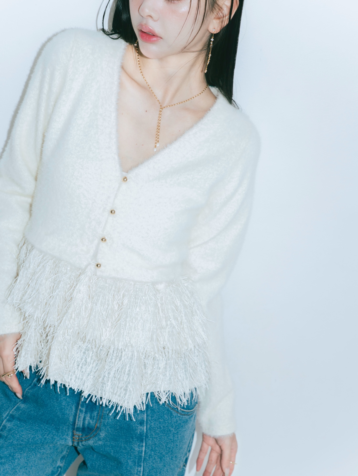 【JOUR by Crayme,】Fringe Peplum Cardigan
