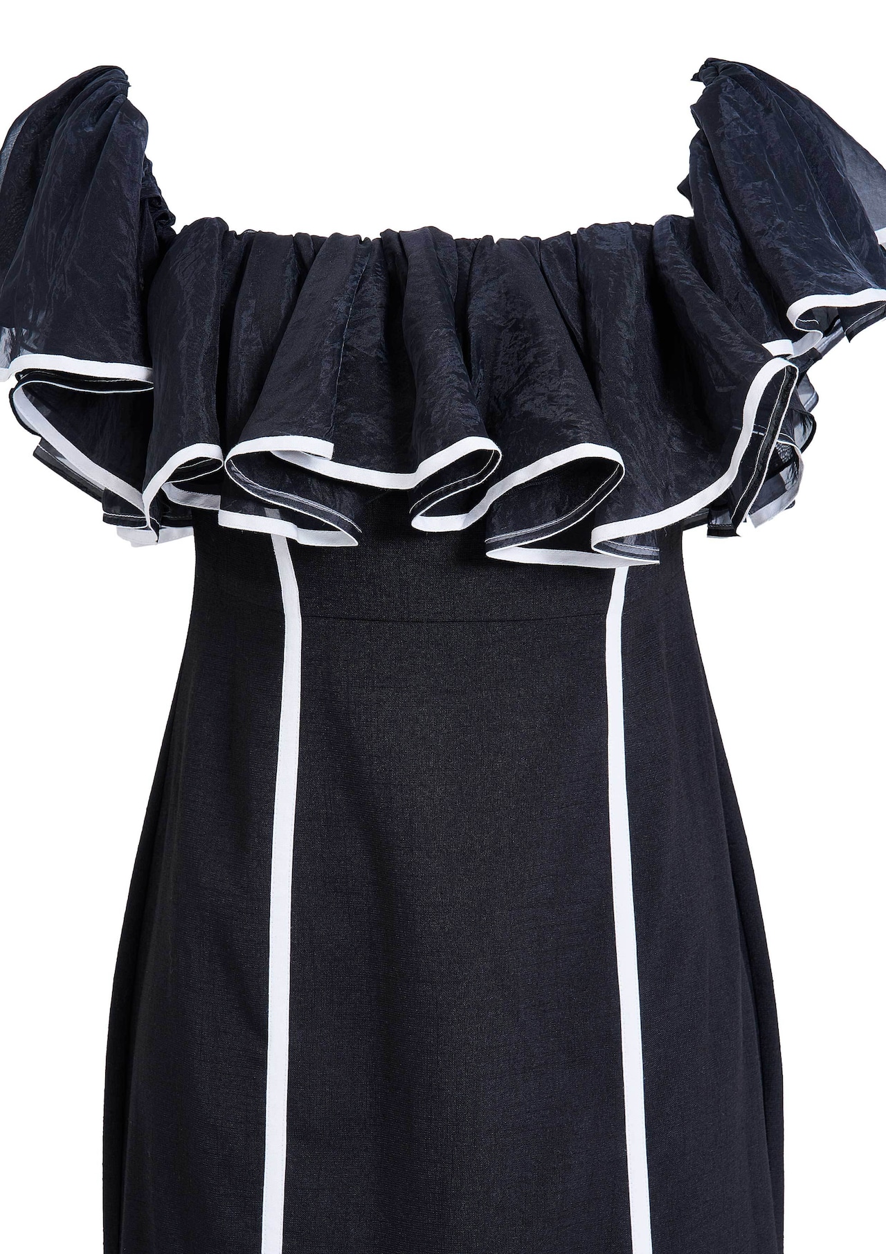 Sheer Frill Piping Dress