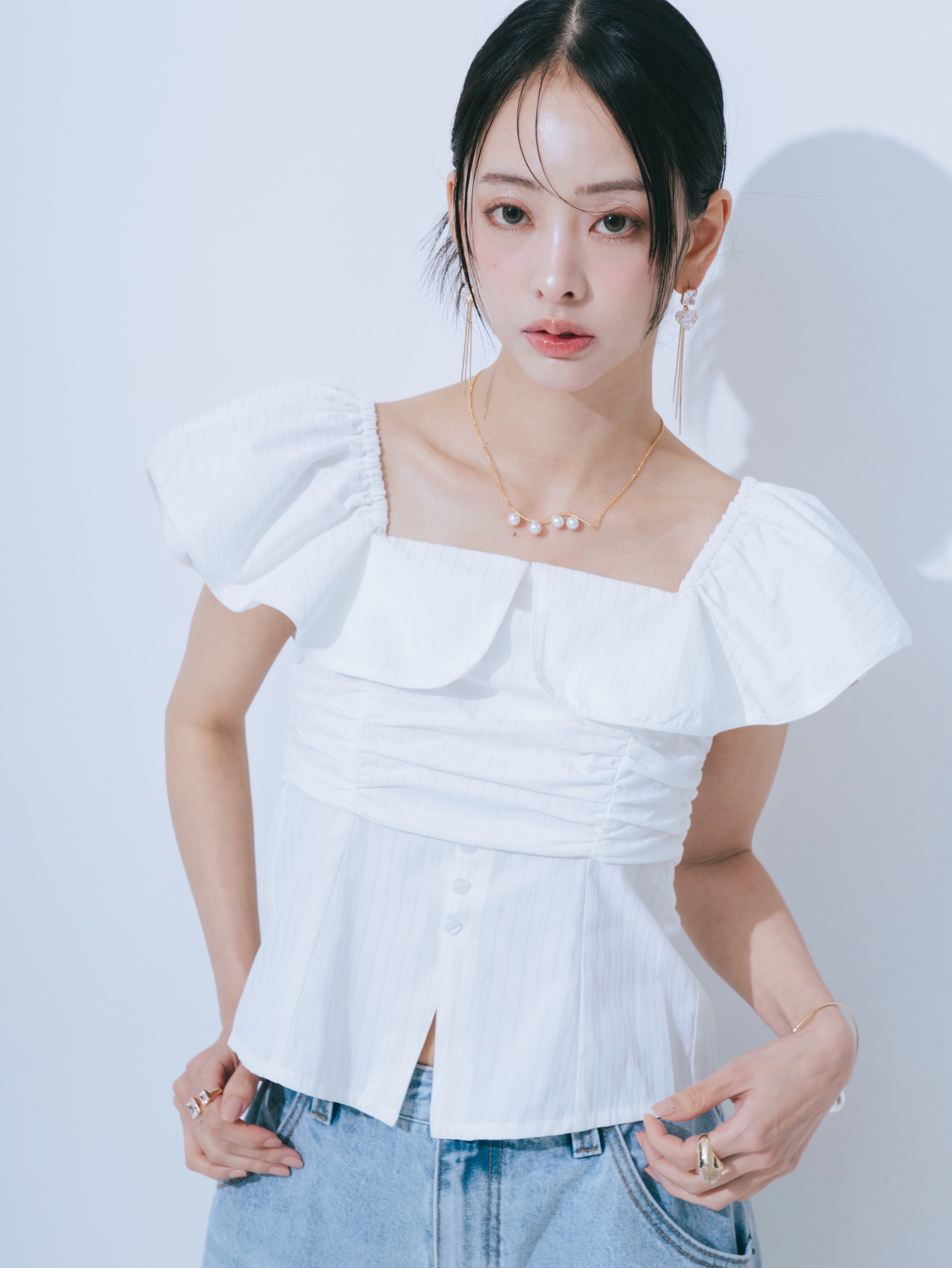 【JOUR by Crayme,】2way Frill Shirt Tops