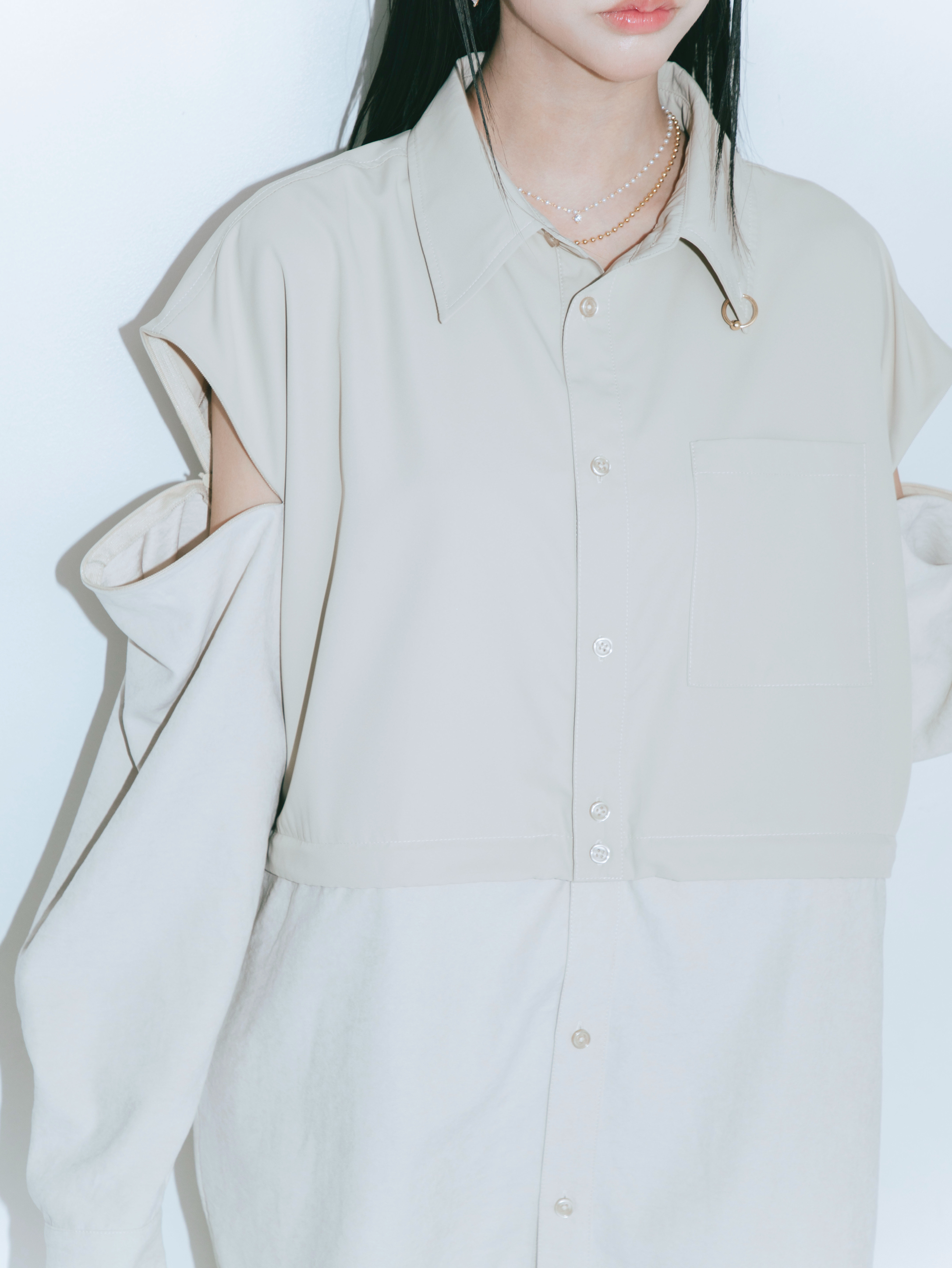 【JOUR by Crayme,】2way Slit Mix Shirt