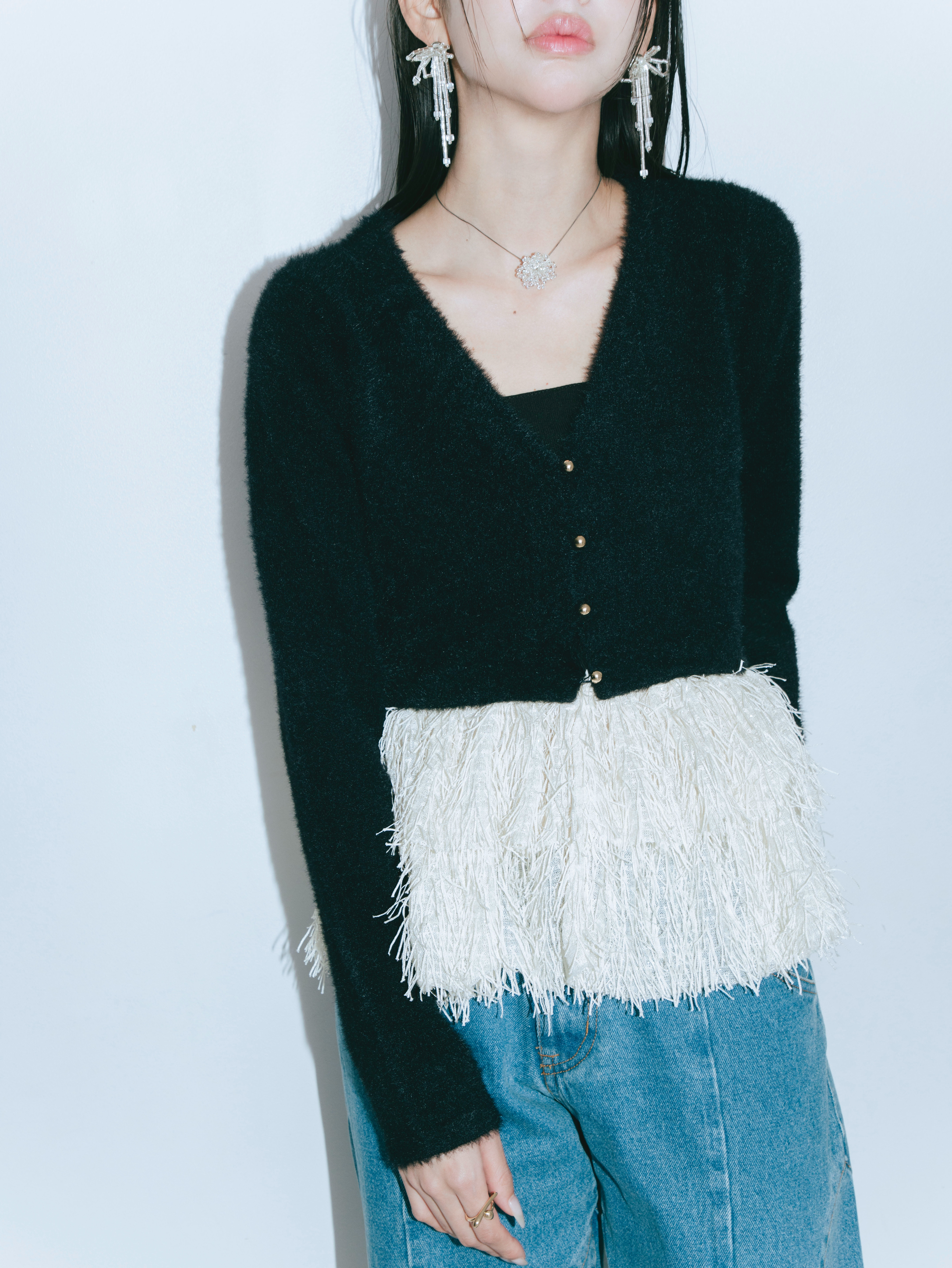 【JOUR by Crayme,】Fringe Peplum Cardigan