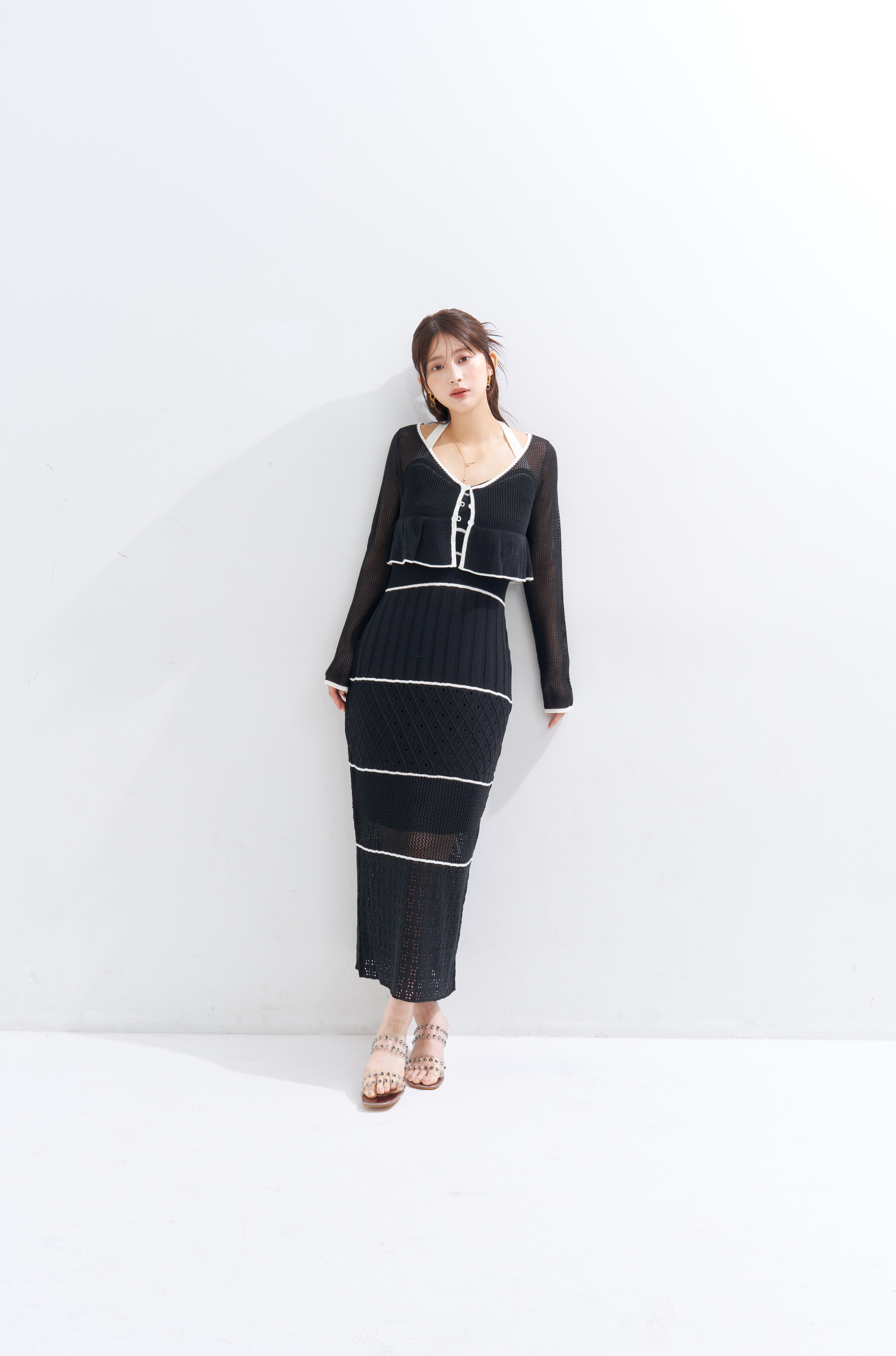 【JOUR by Crayme,】Crochet Knit Dress Set