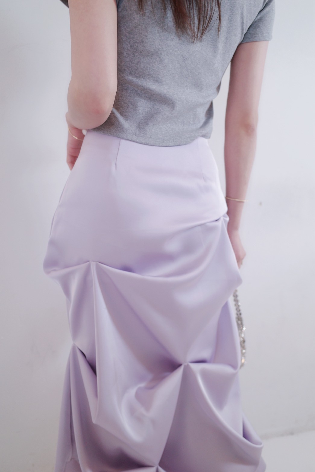 Pinch Satin Skirt