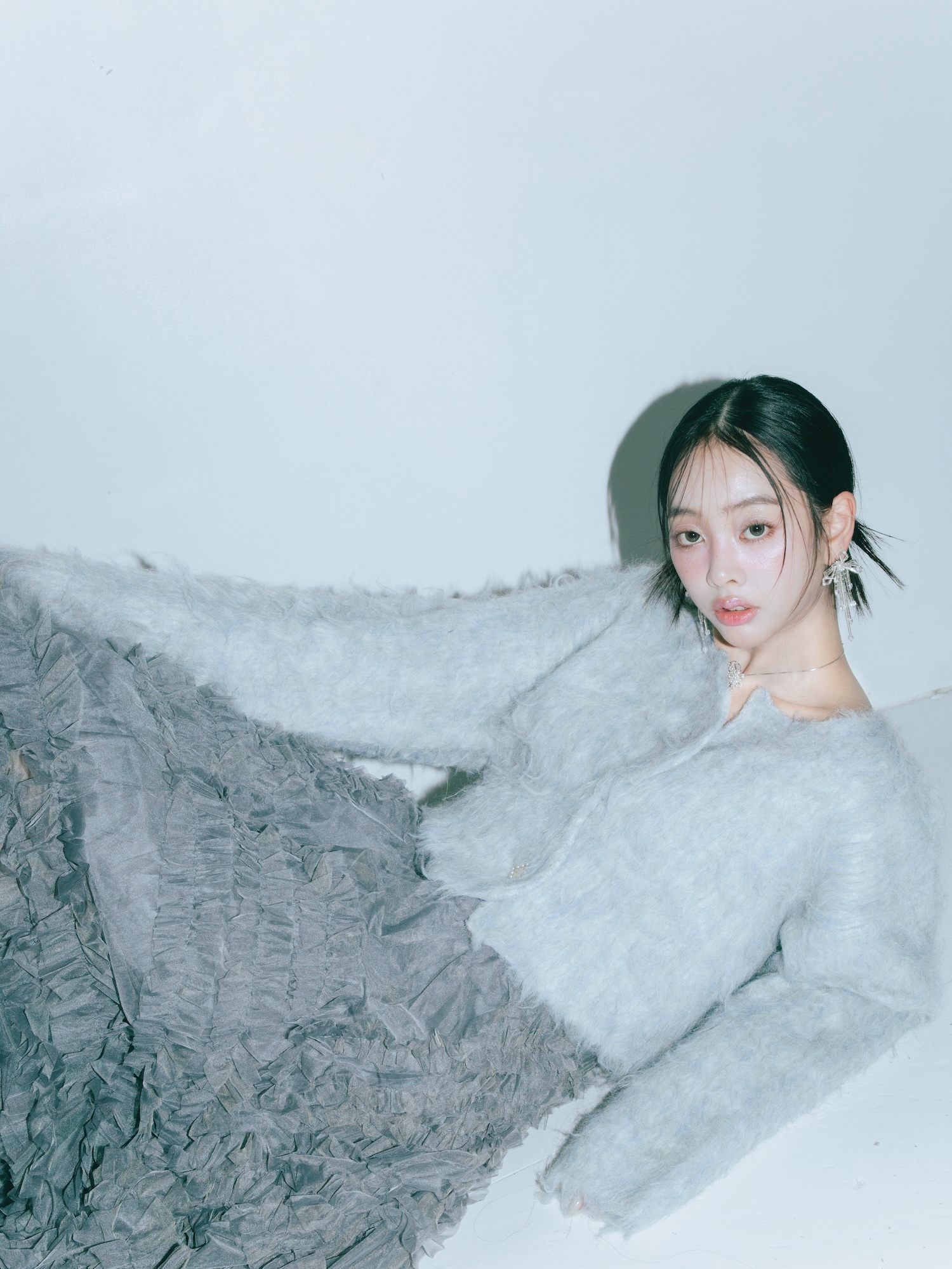 Scallop Shaggy Knit Cardigan