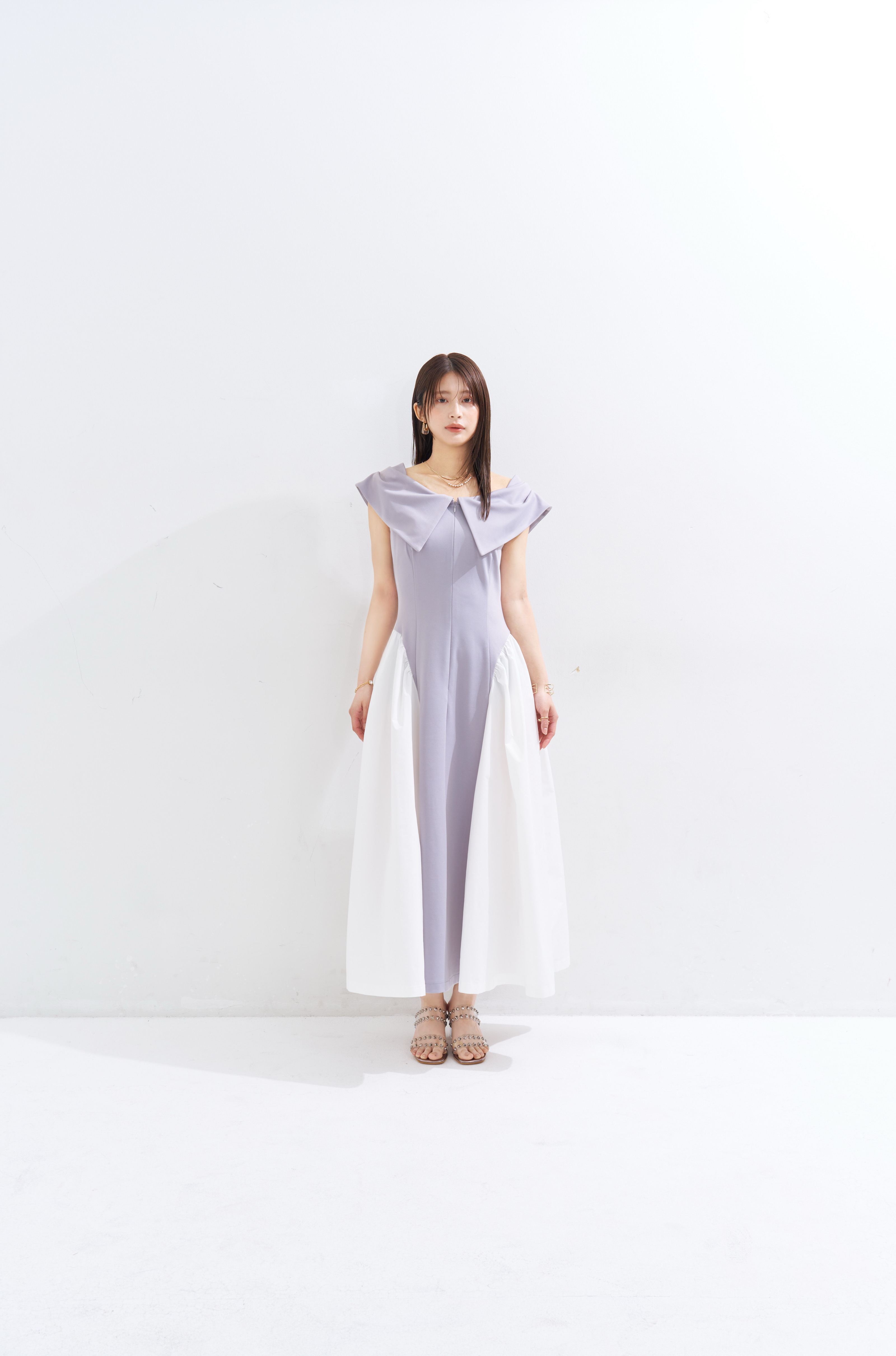 【JOUR by Crayme,】Ribbon Collar Dual Dress