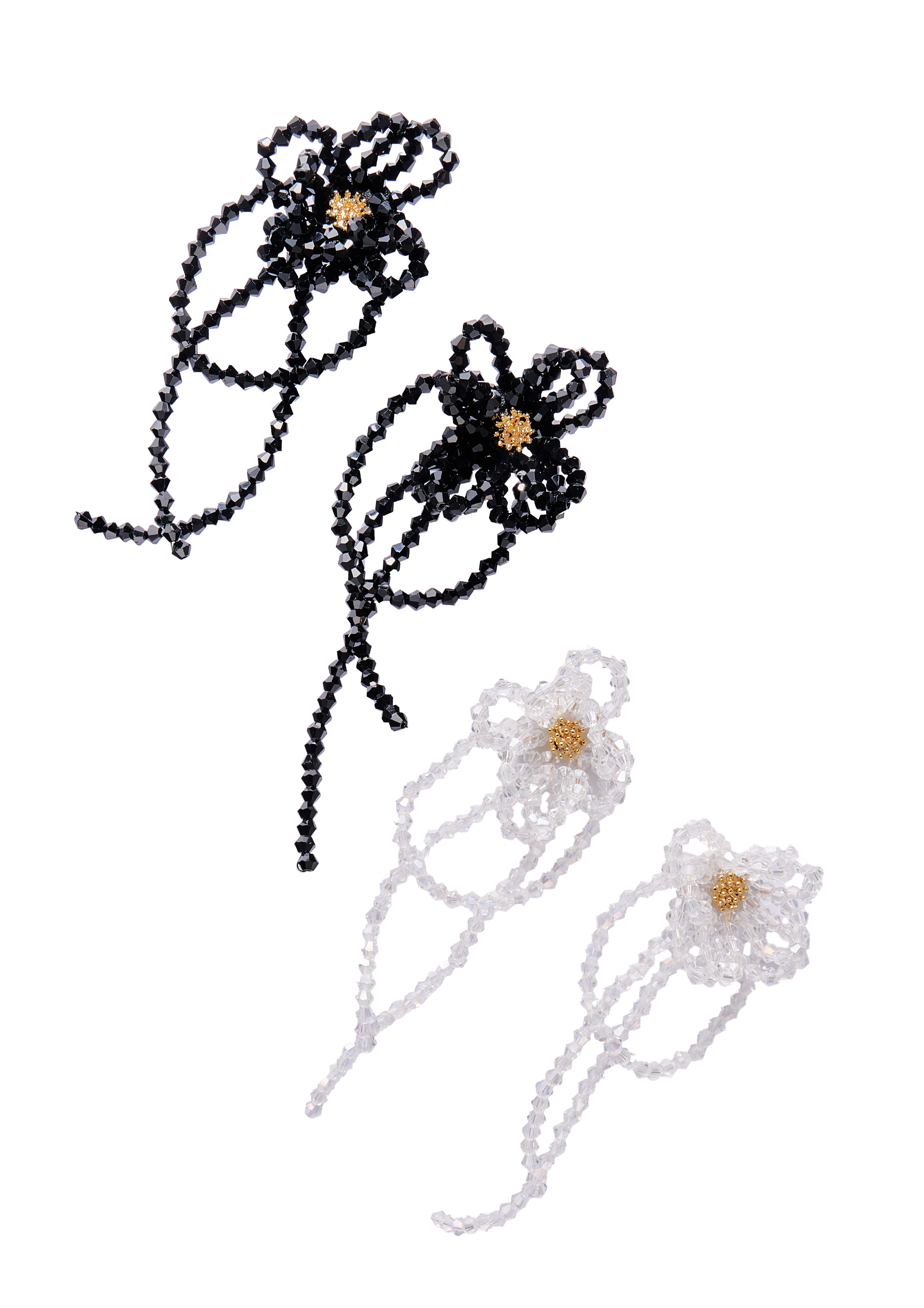 Glass Beads Flower Pierce