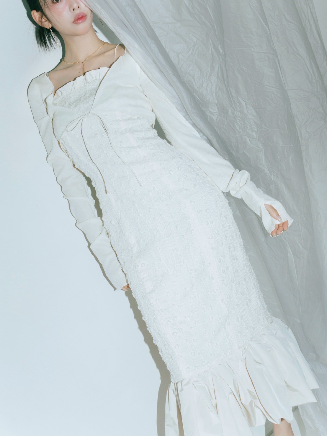 Whip Frill Fringe Dress Set