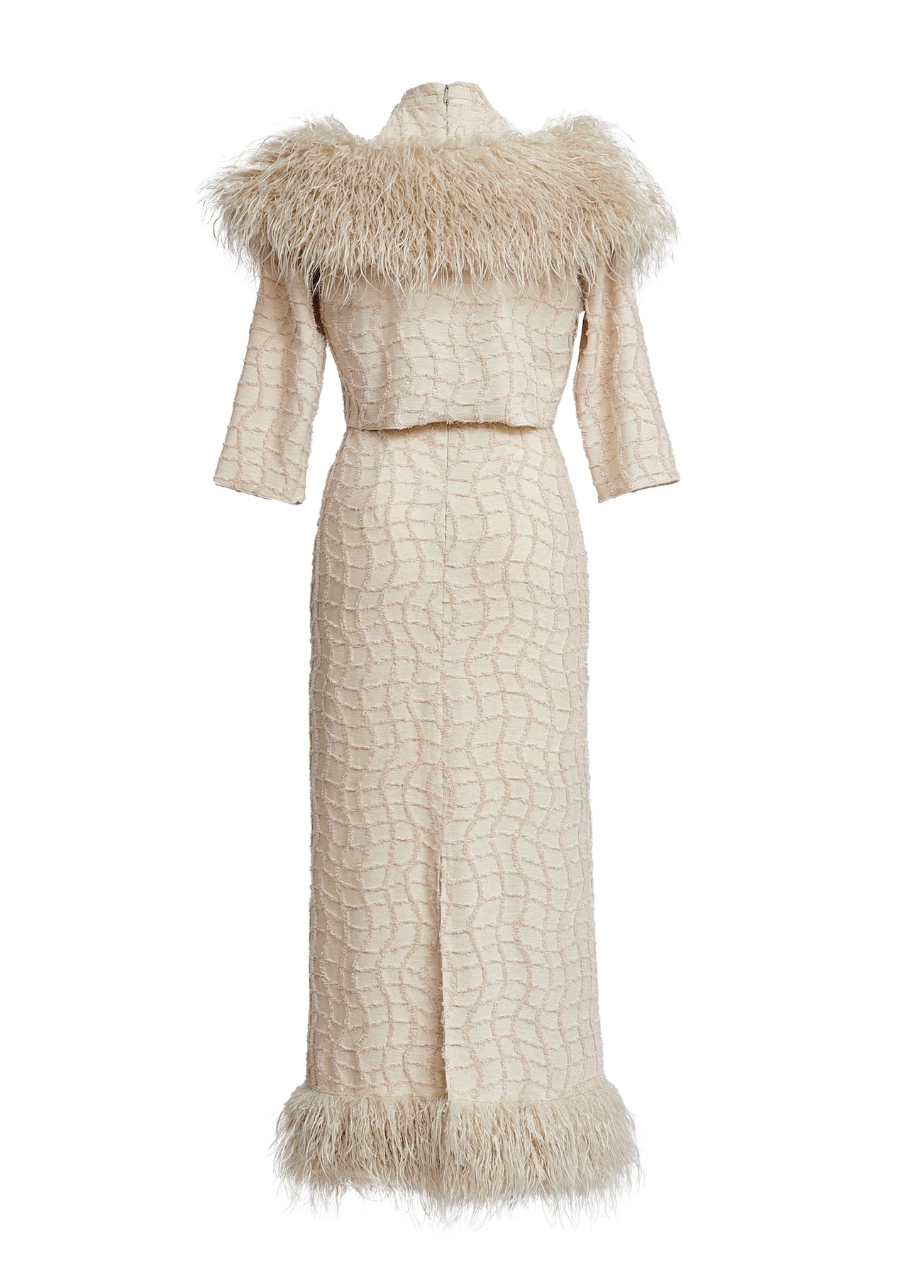 Fur Fringe Waffle Dress Set