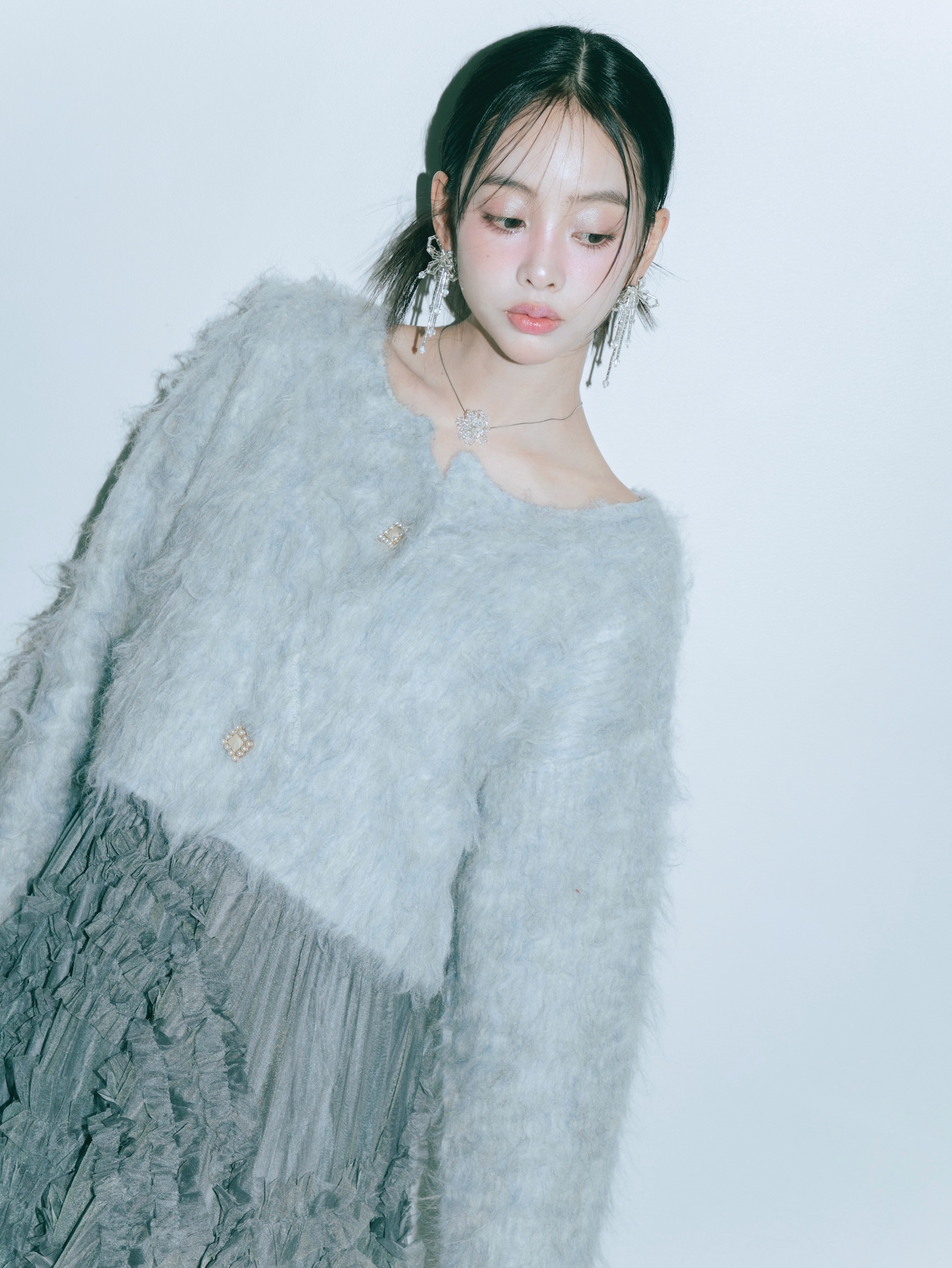 Scallop Shaggy Knit Cardigan