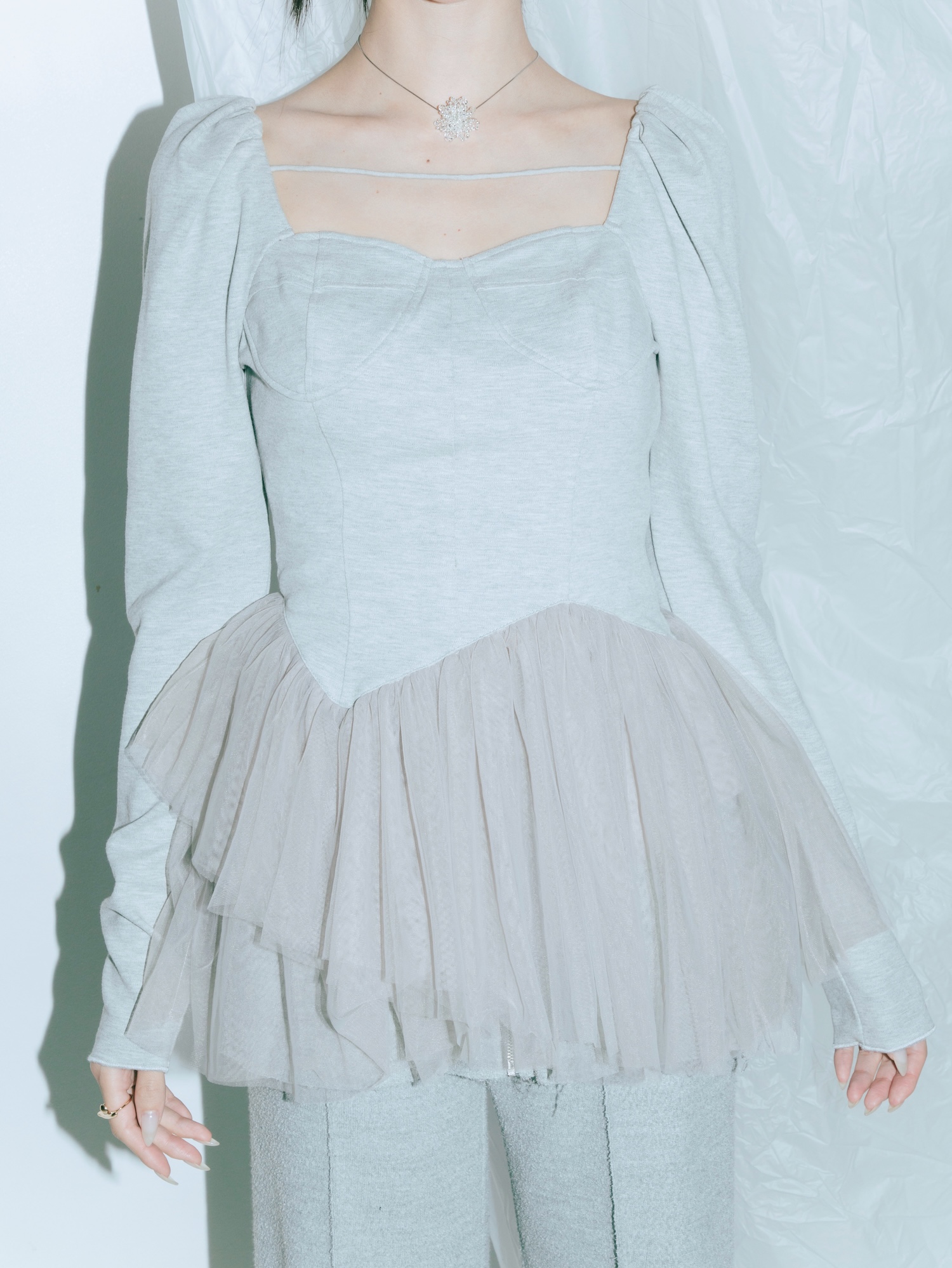 Peplum Tulle Bustier Tops