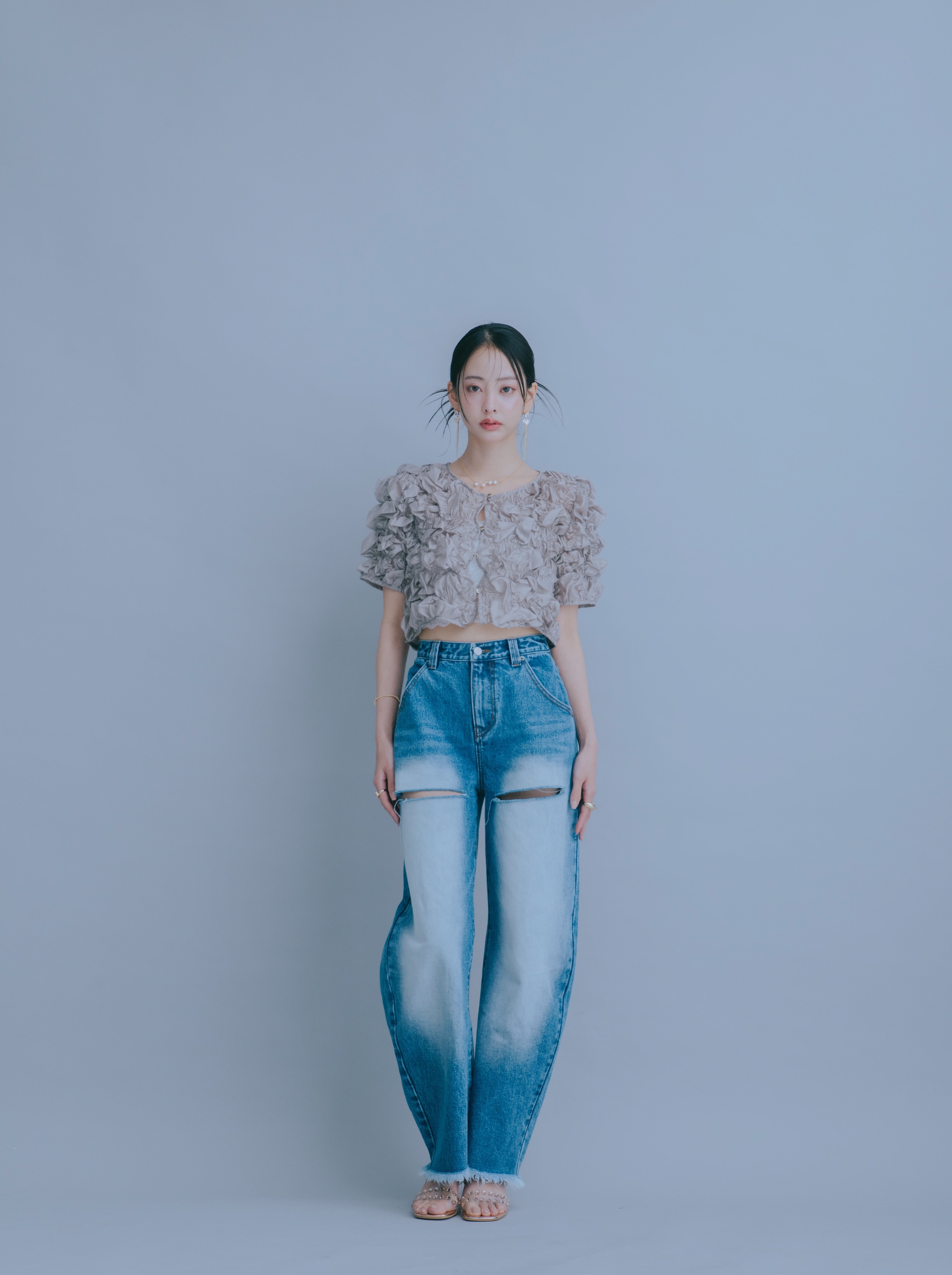 Slit Barrel Denim Pants