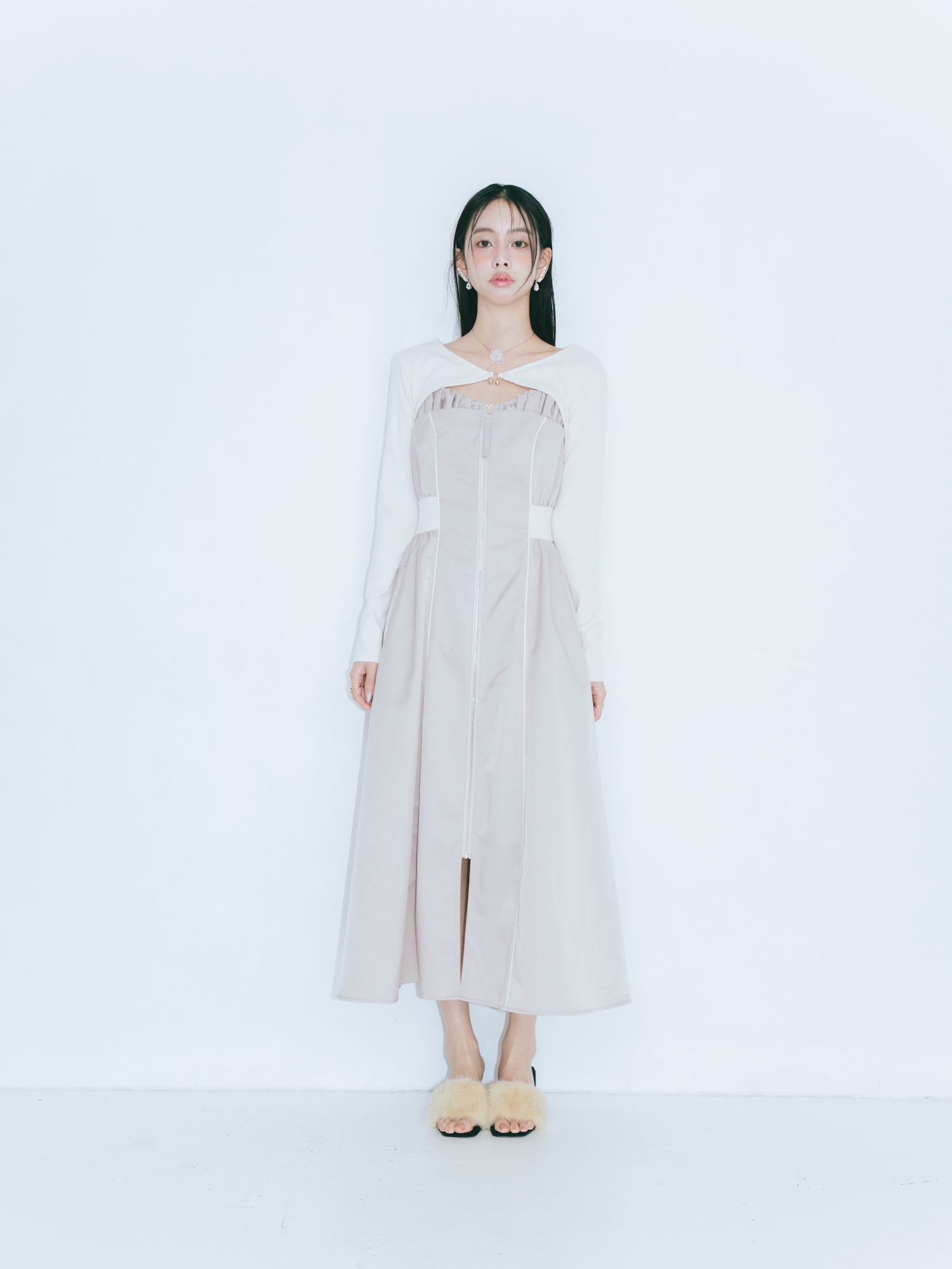 【JOUR by Crayme,】Front Zip Line Dress Set