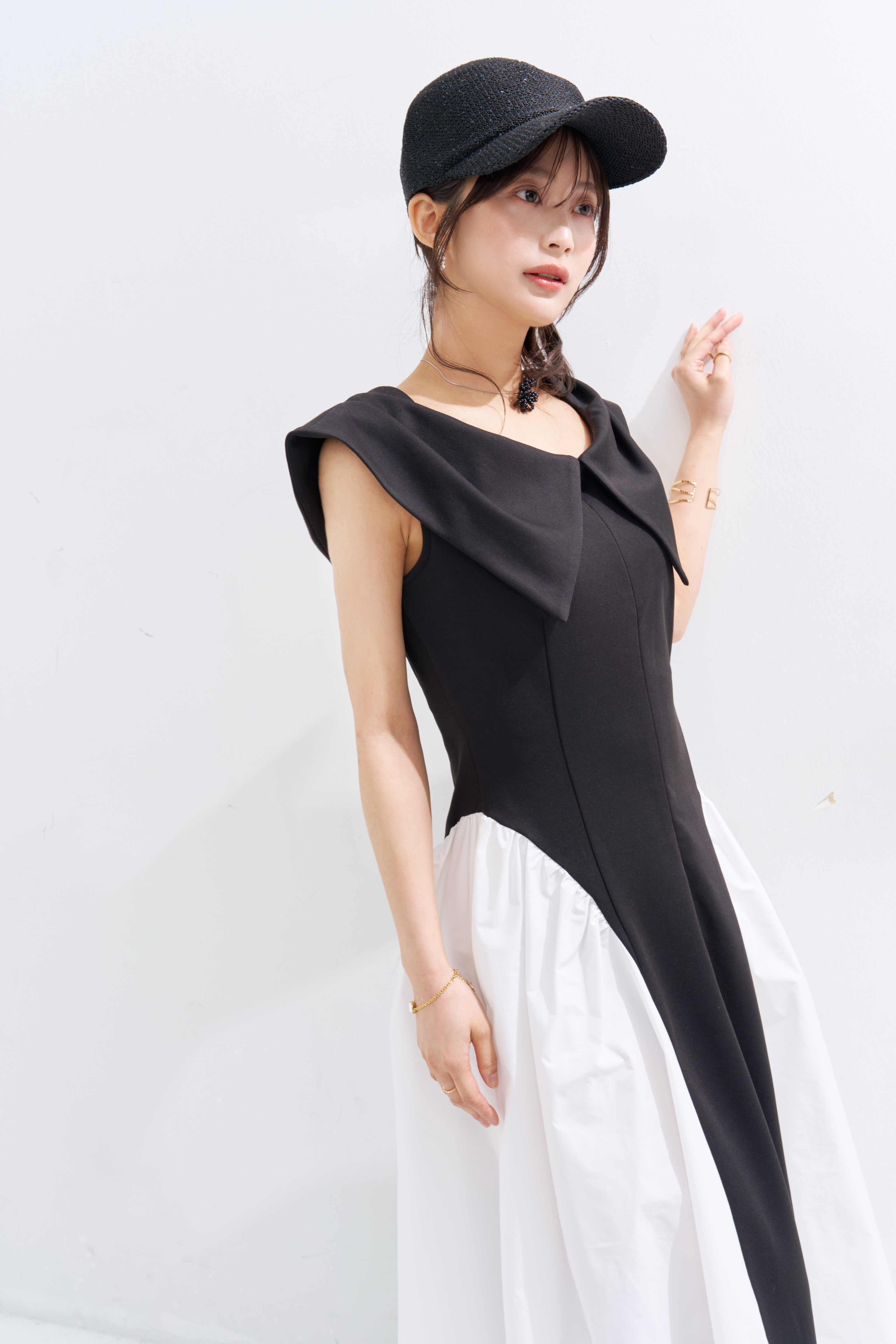 【JOUR by Crayme,】Ribbon Collar Dual Dress