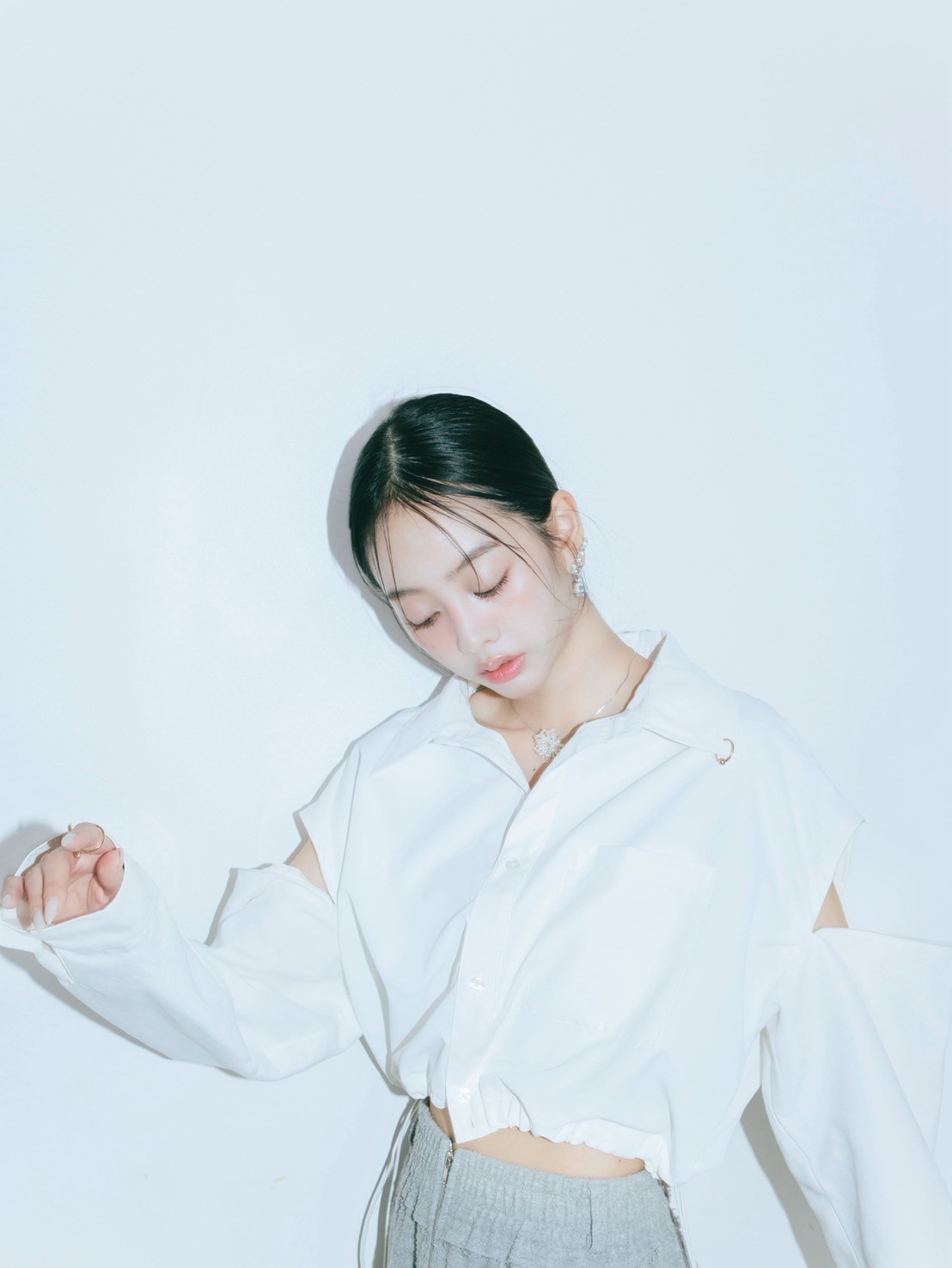 【JOUR by Crayme,】2way Slit Mix Shirt