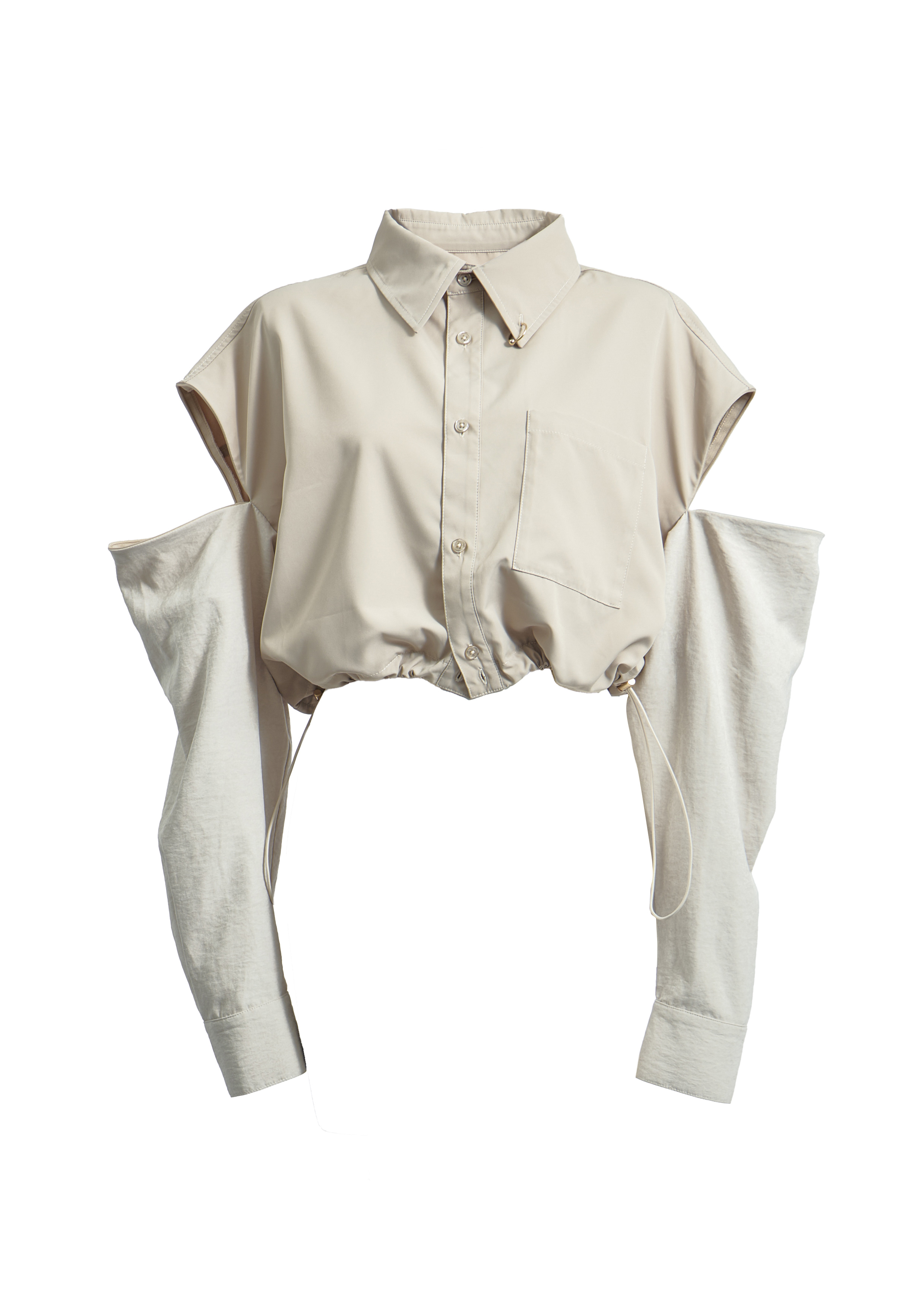 【JOUR by Crayme,】2way Slit Mix Shirt