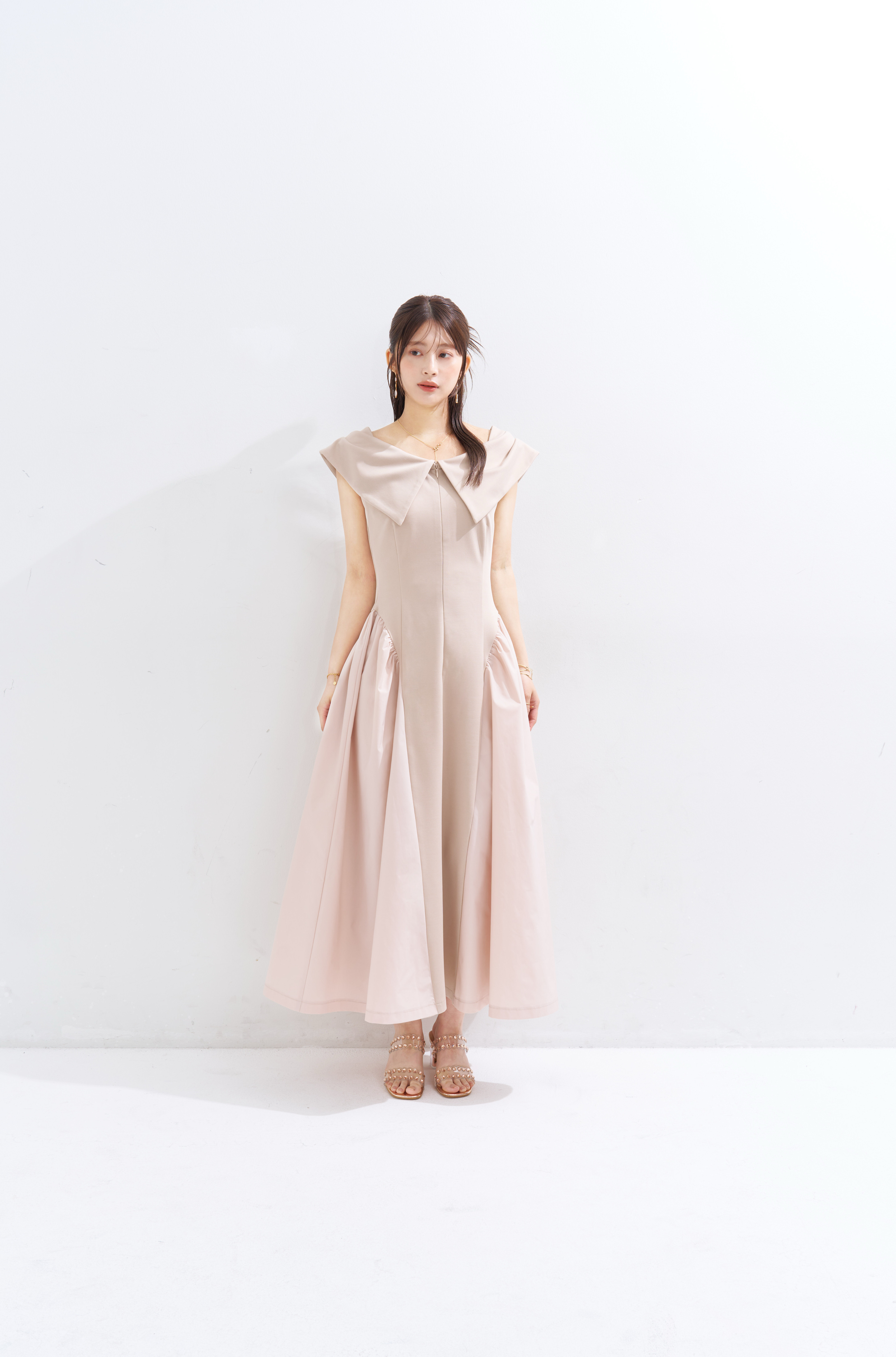 【JOUR by Crayme,】Ribbon Collar Dual Dress