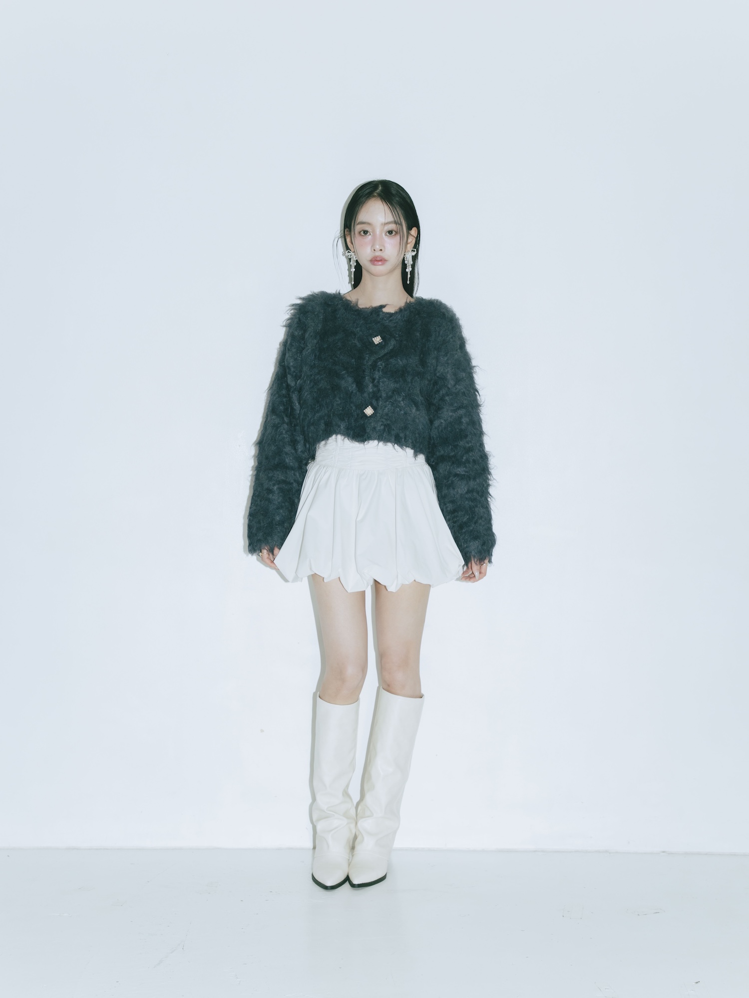 Scallop Shaggy Knit Cardigan