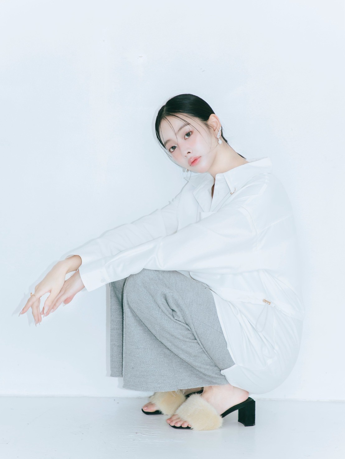 【JOUR by Crayme,】2way Slit Mix Shirt