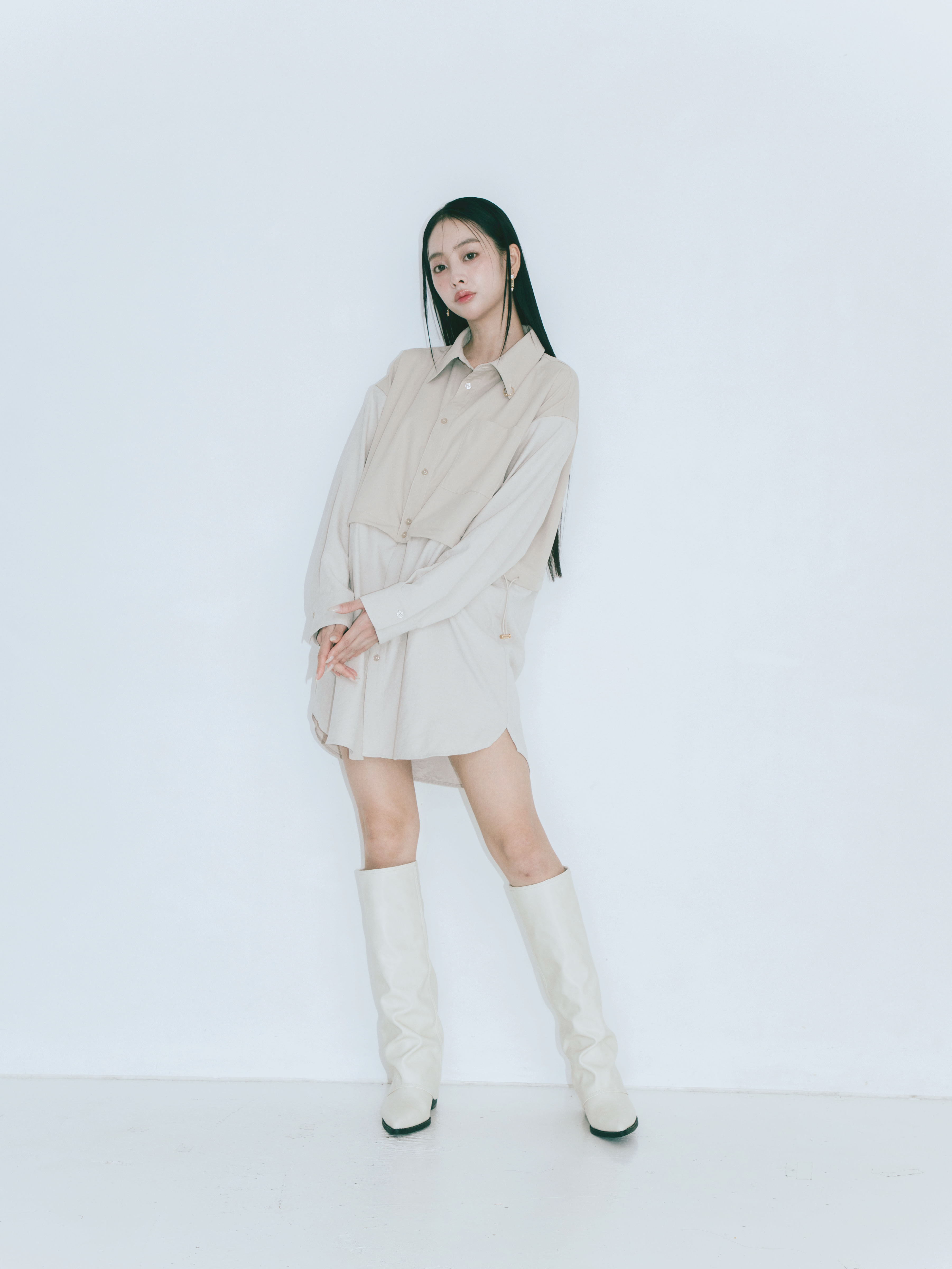 【JOUR by Crayme,】2way Slit Mix Shirt