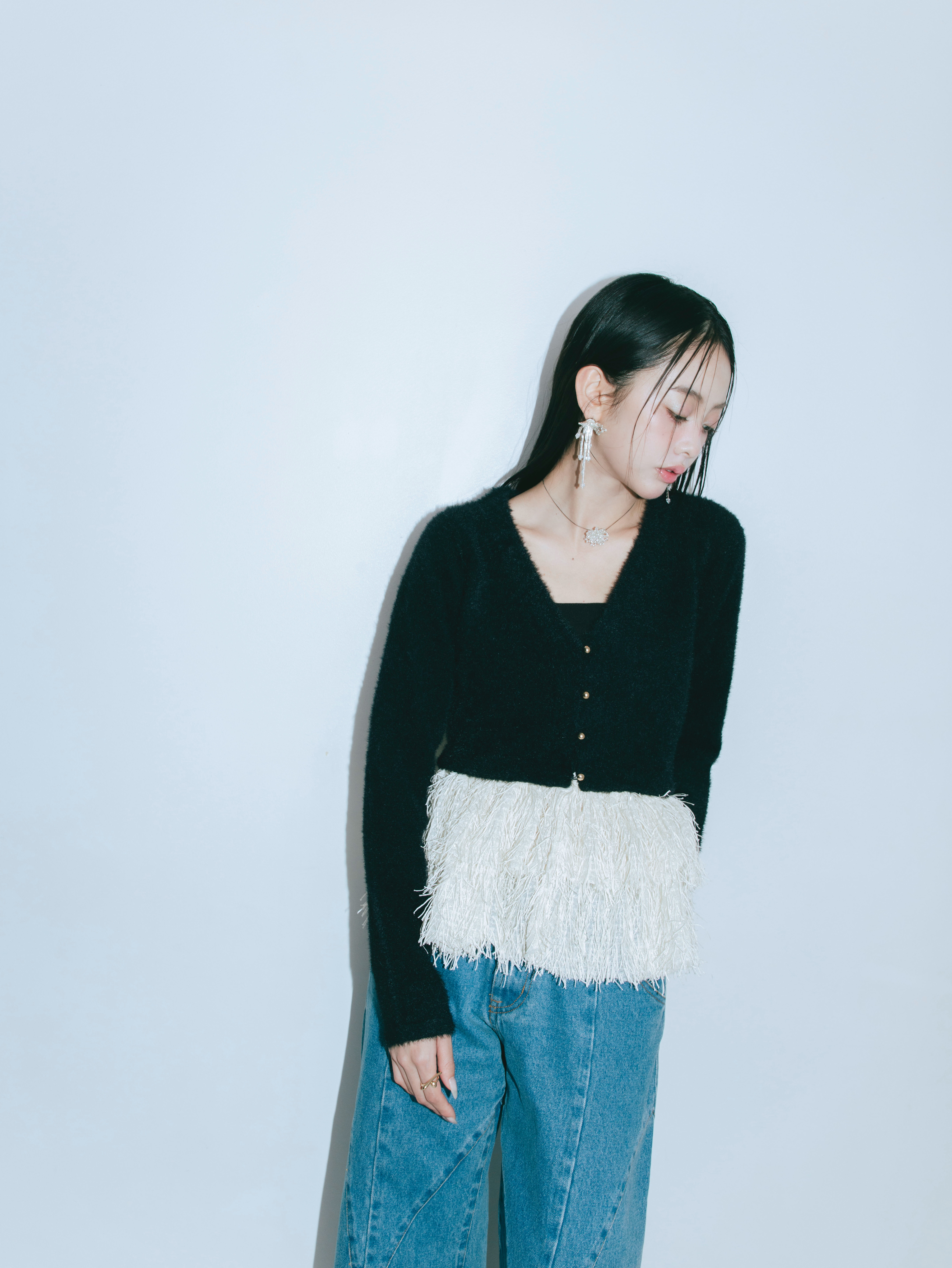 【JOUR by Crayme,】Fringe Peplum Cardigan