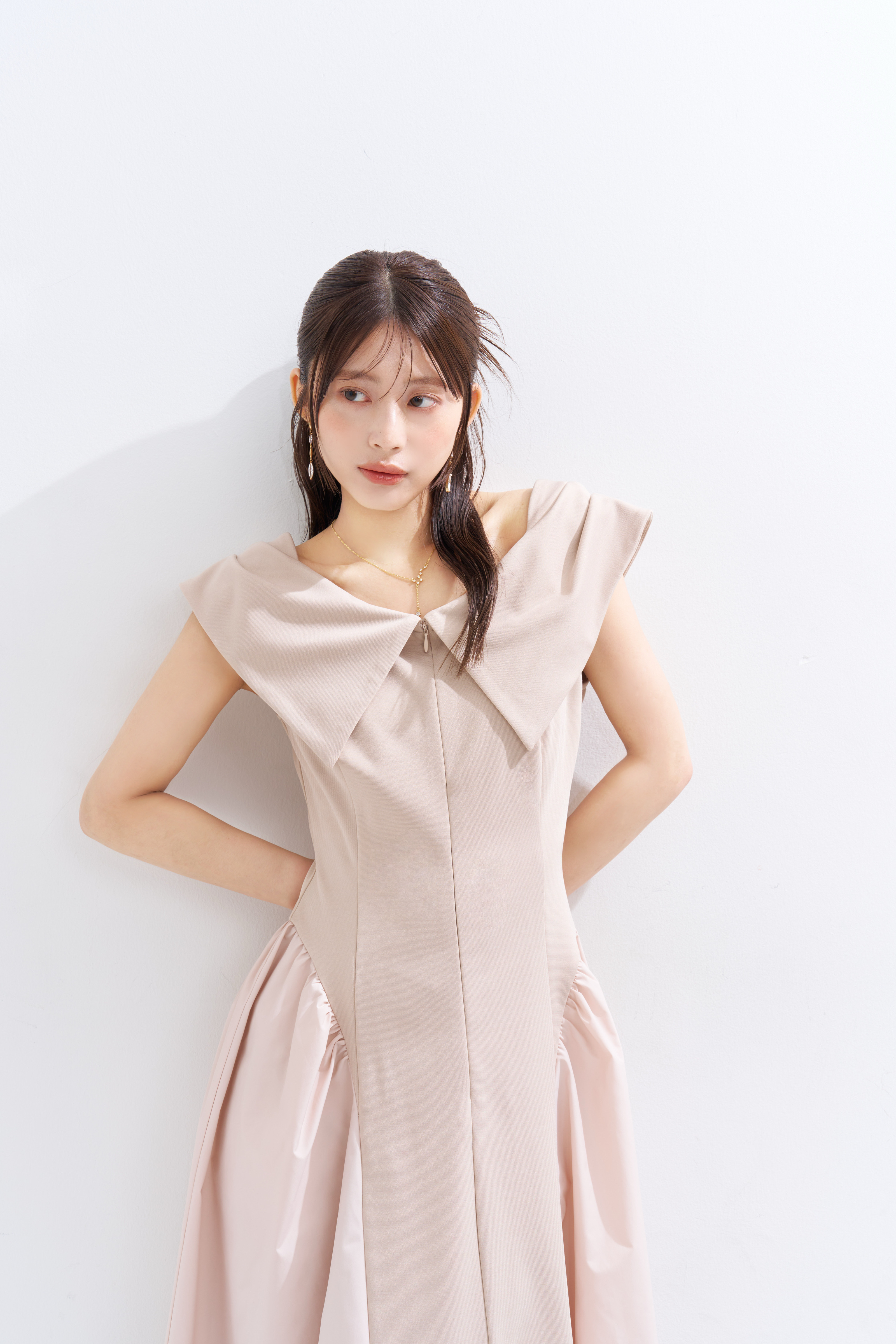 【JOUR by Crayme,】Ribbon Collar Dual Dress