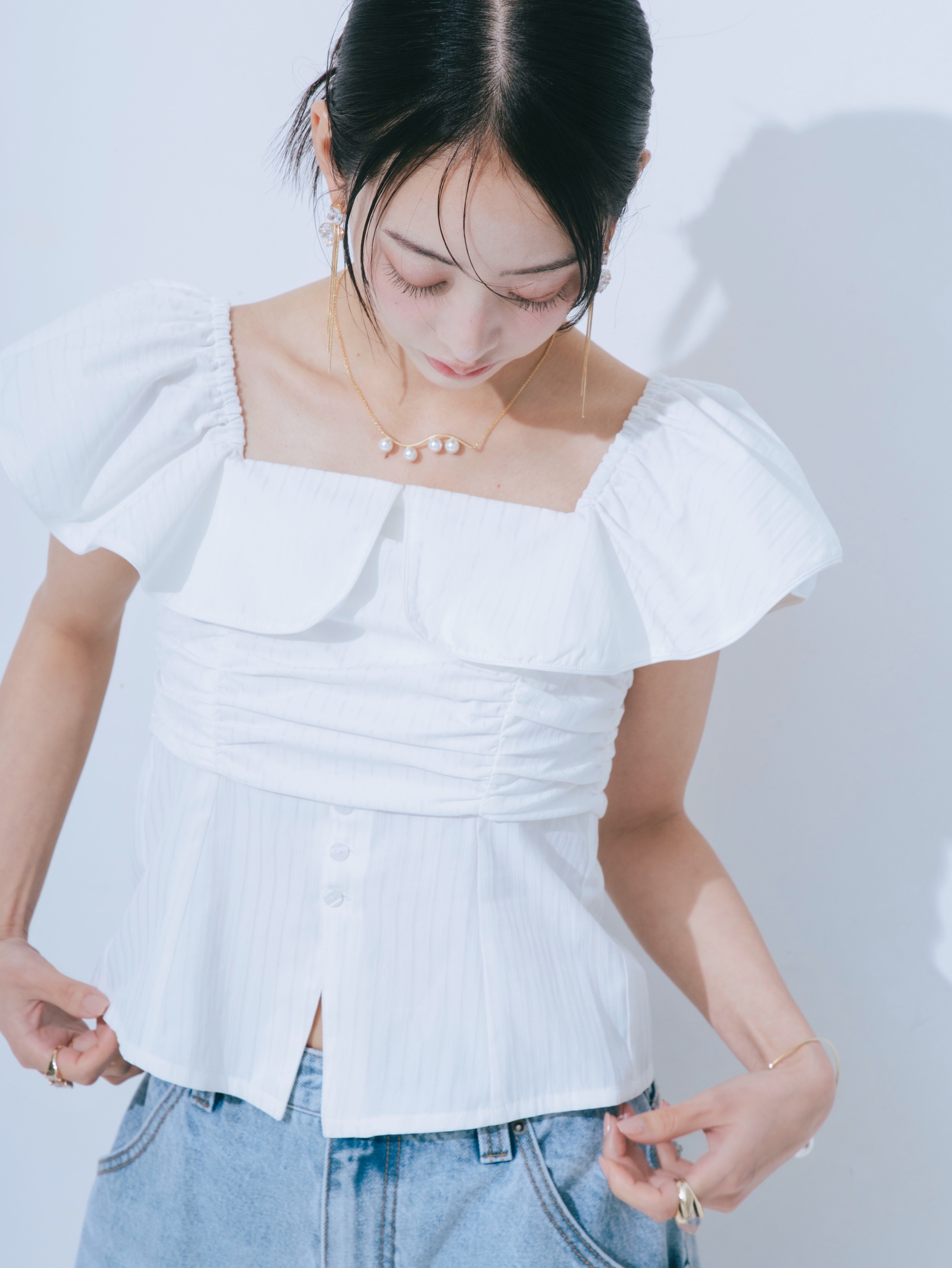【JOUR by Crayme,】2way Frill Shirt Tops