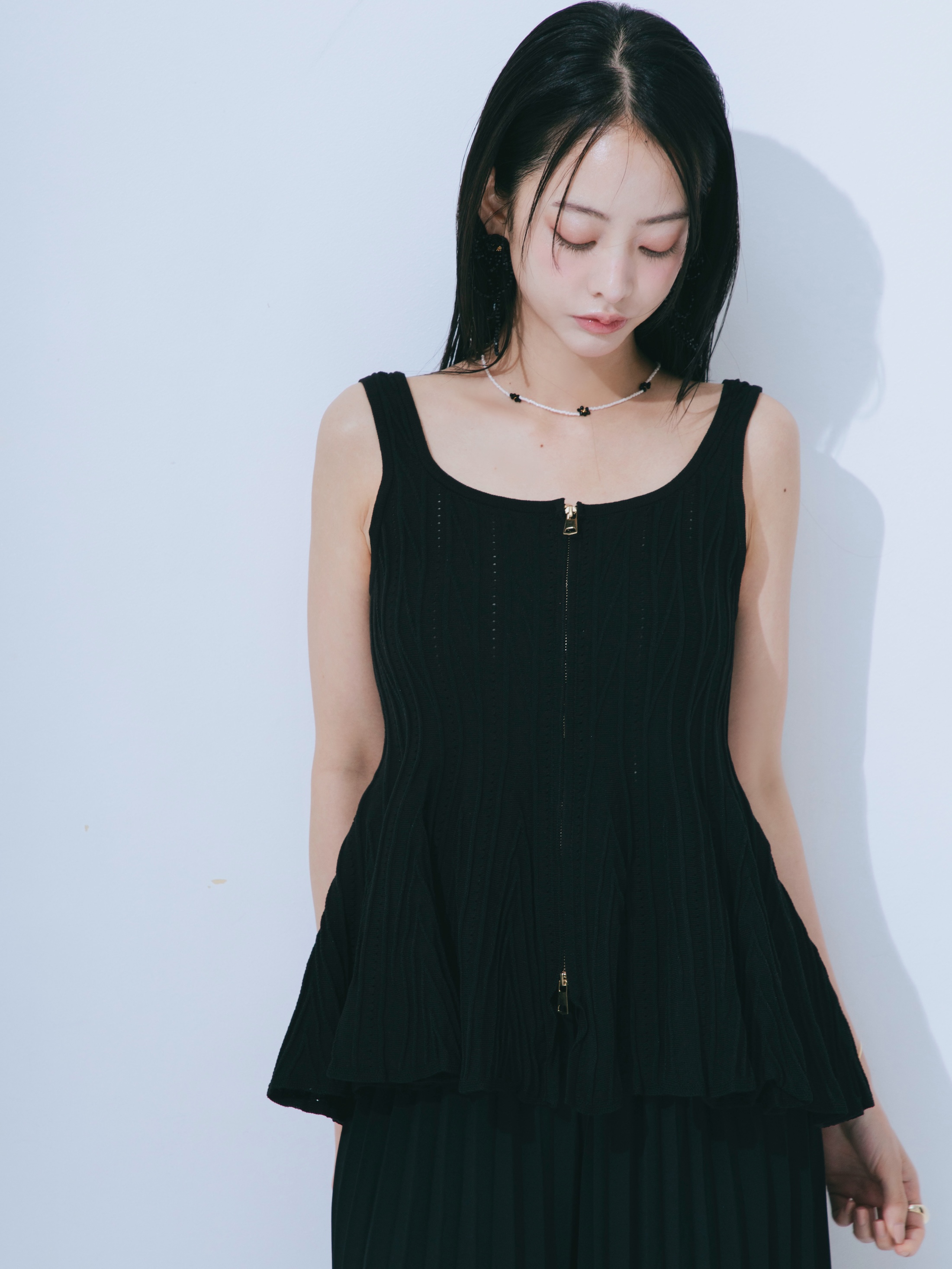 【JOUR by Crayme,】Emboss Peplum Knit