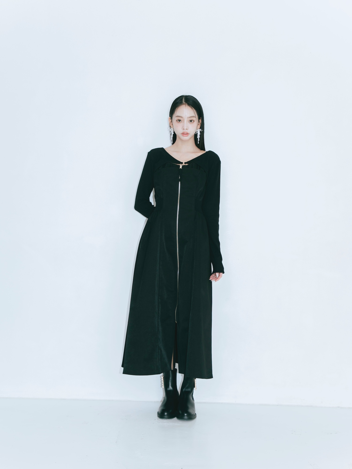 【JOUR by Crayme,】Front Zip Line Dress Set