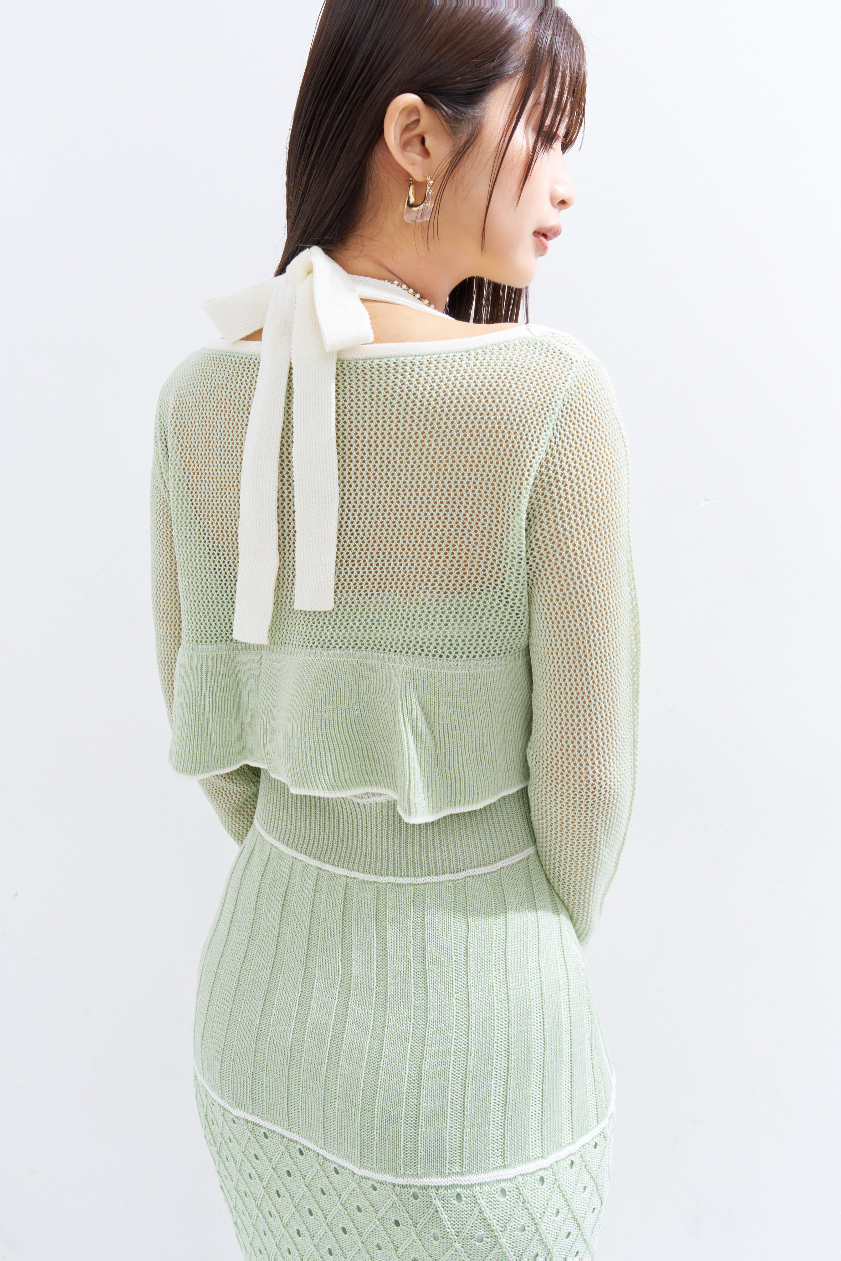 【JOUR by Crayme,】Crochet Knit Dress Set