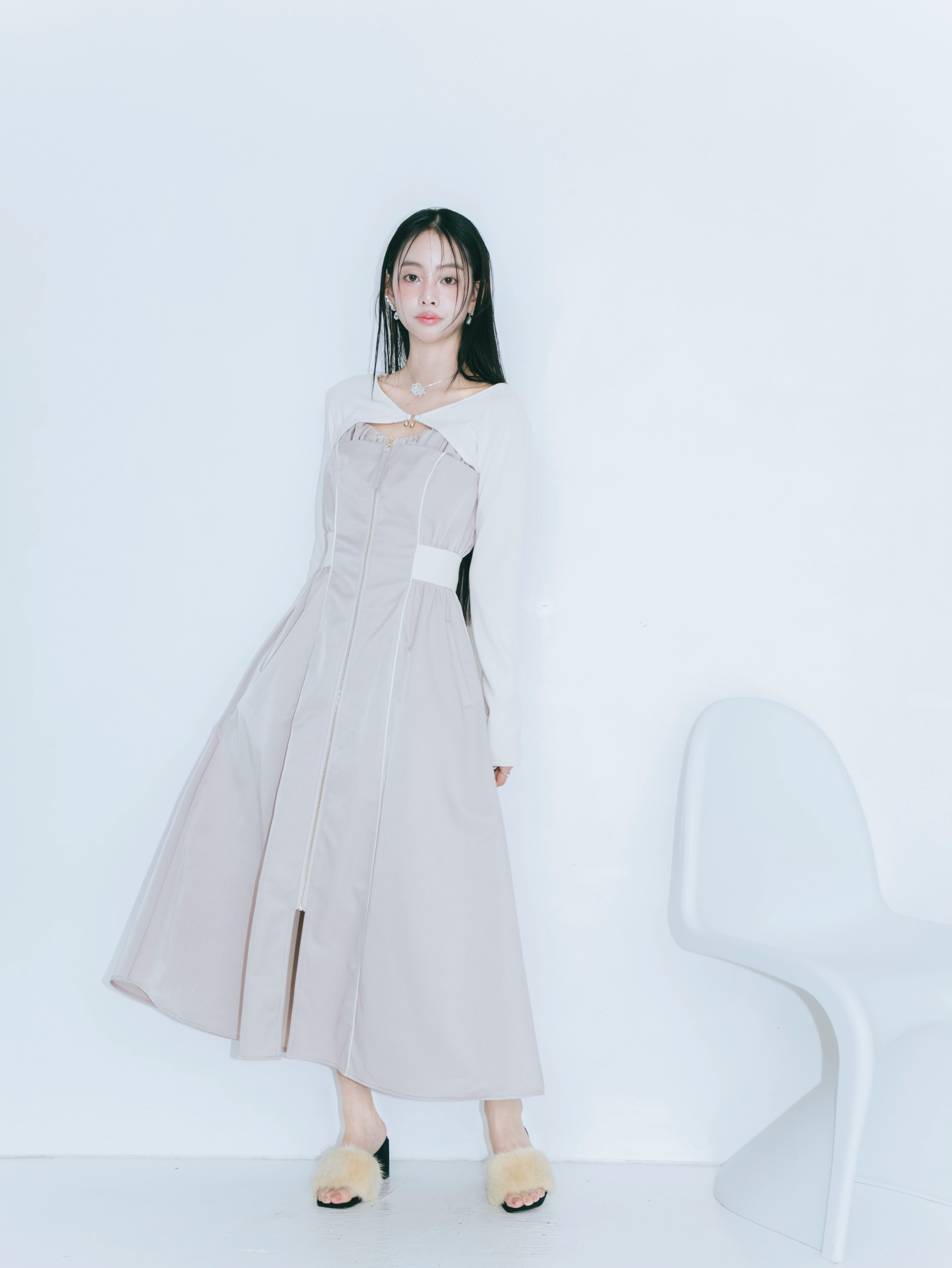 【JOUR by Crayme,】Front Zip Line Dress Set