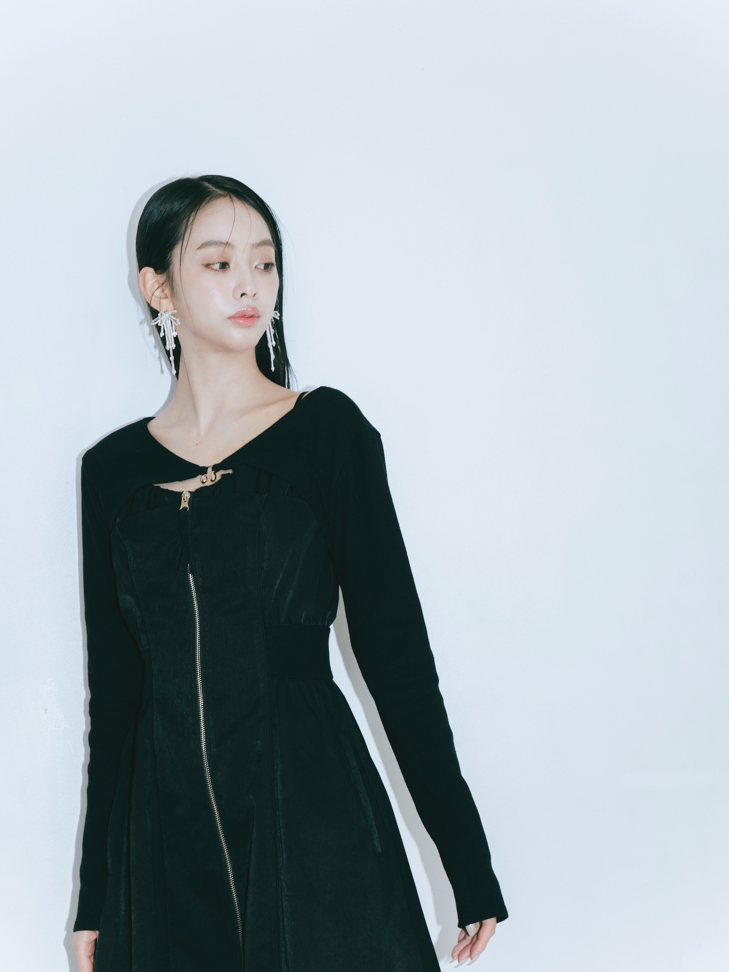 【JOUR by Crayme,】Front Zip Line Dress Set