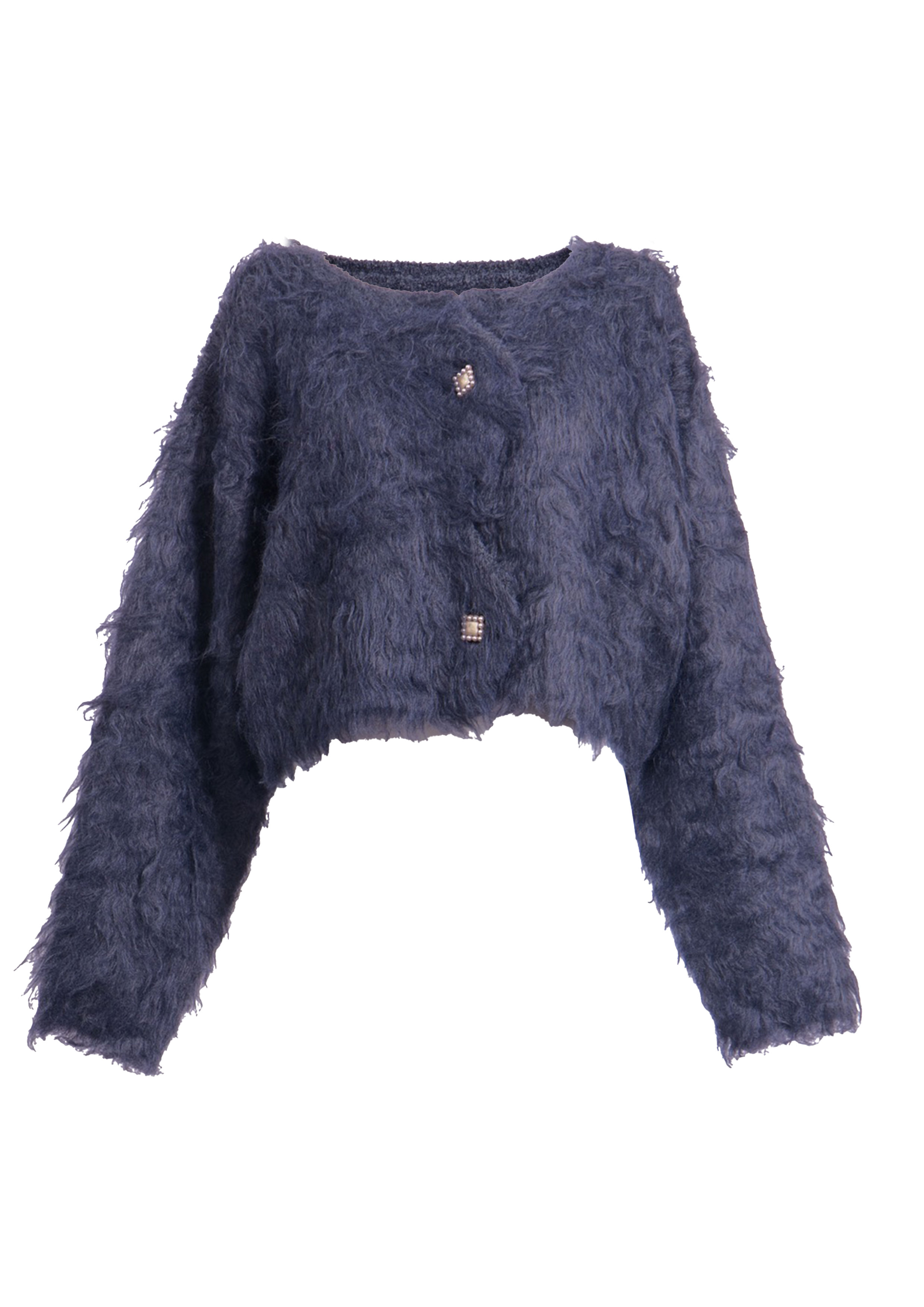 Scallop Shaggy Knit Cardigan