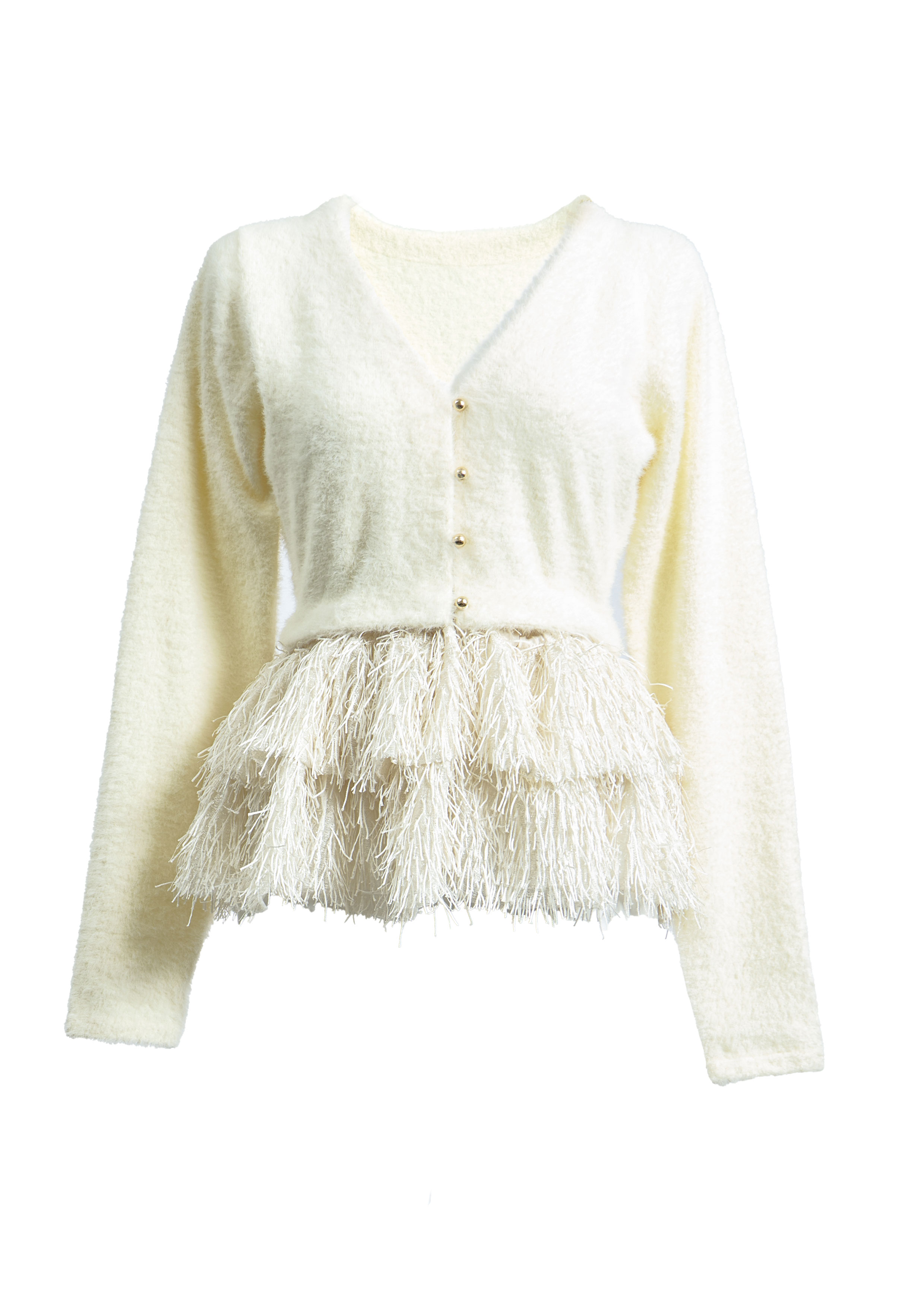 【JOUR by Crayme,】Fringe Peplum Cardigan