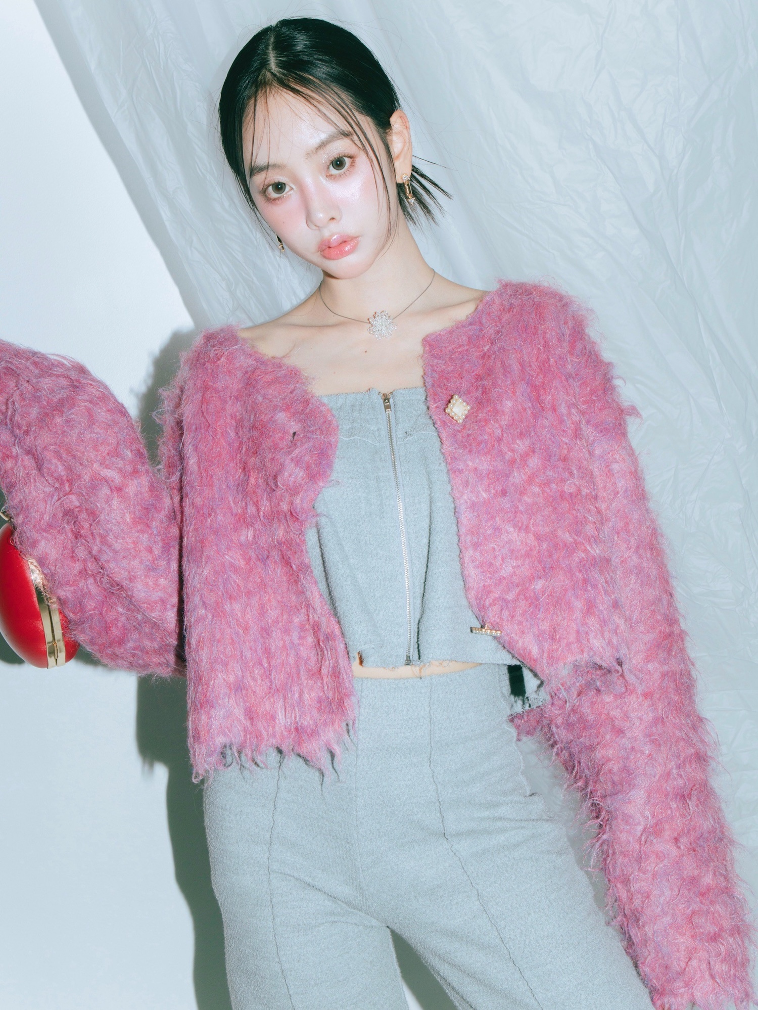 Scallop Shaggy Knit Cardigan