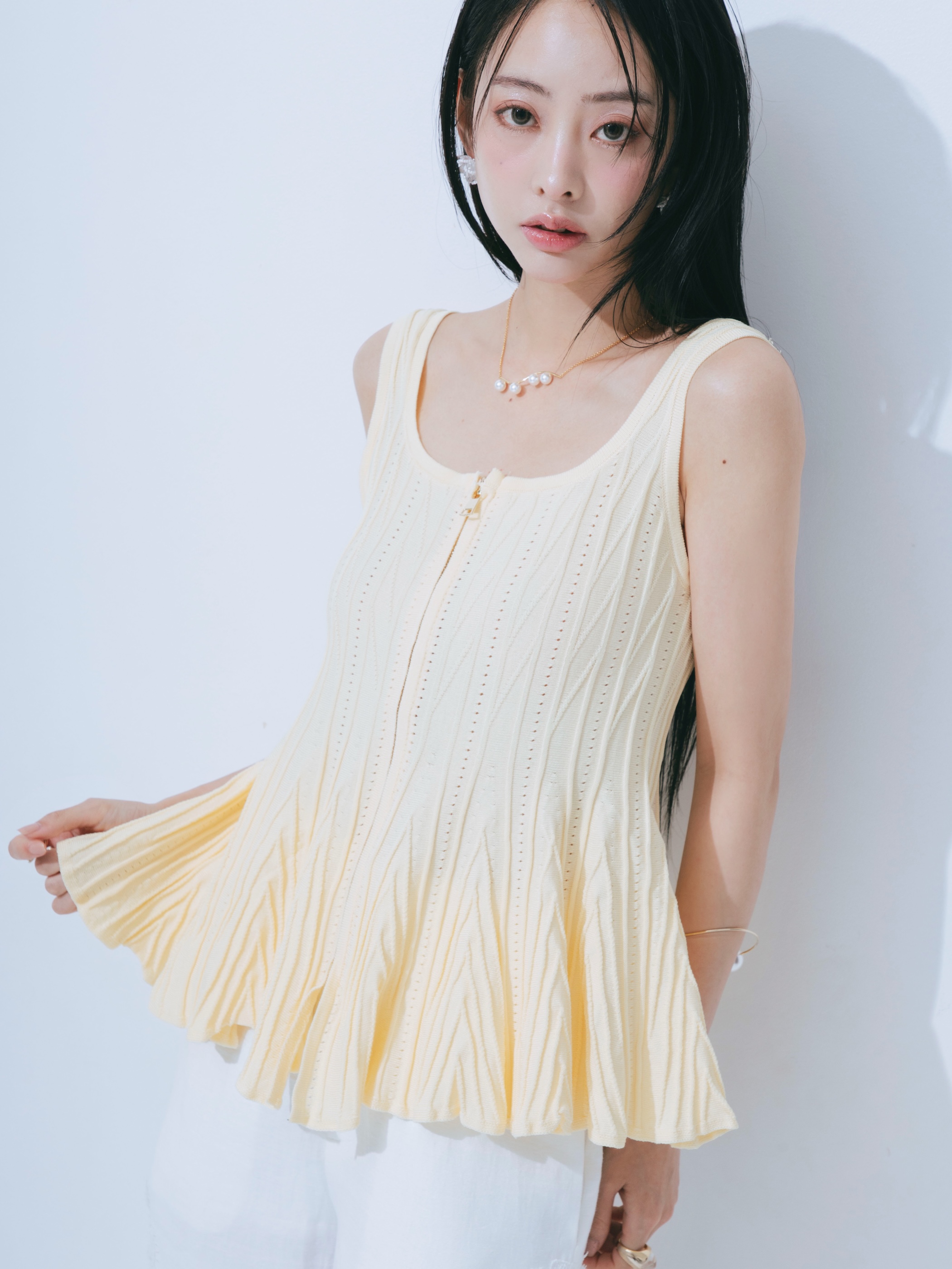 【JOUR by Crayme,】Emboss Peplum Knit