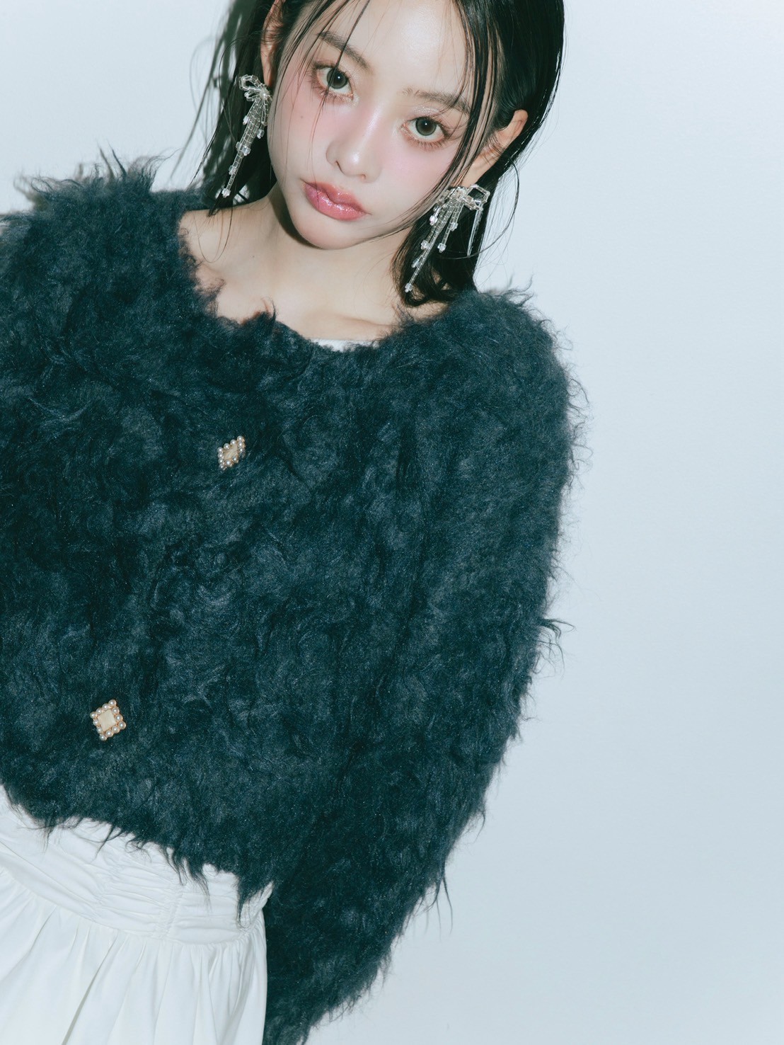 Scallop Shaggy Knit Cardigan