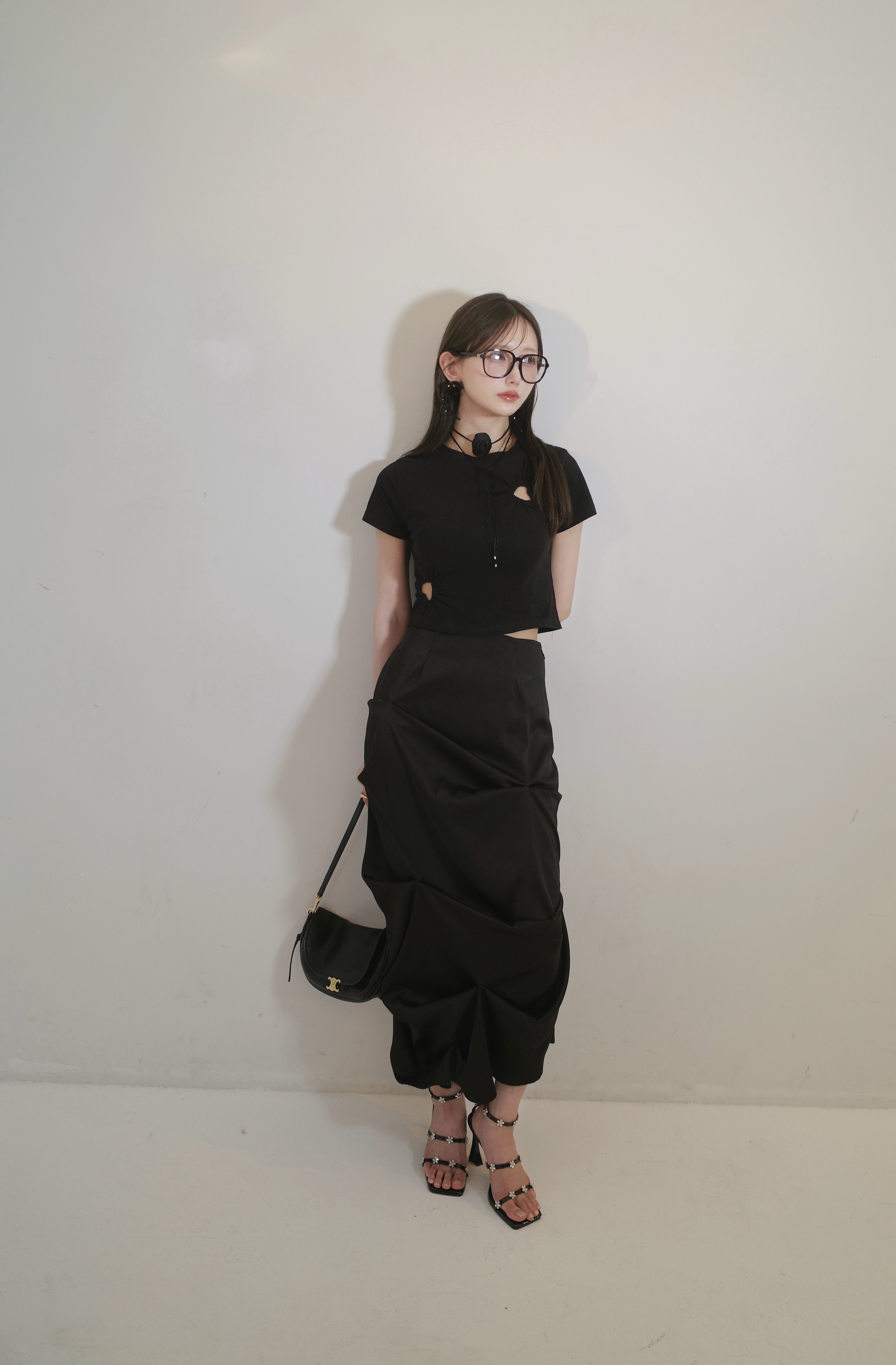 Pinch Satin Skirt