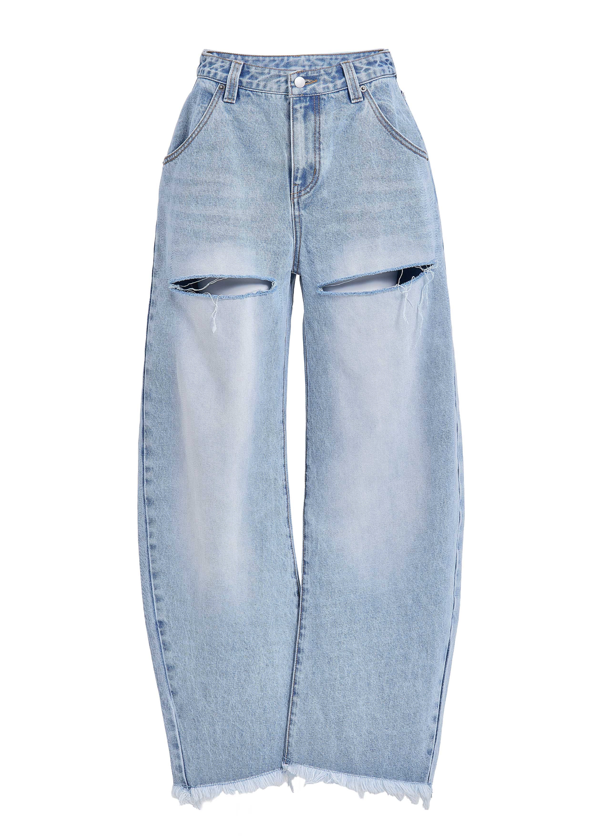 Slit Barrel Denim Pants