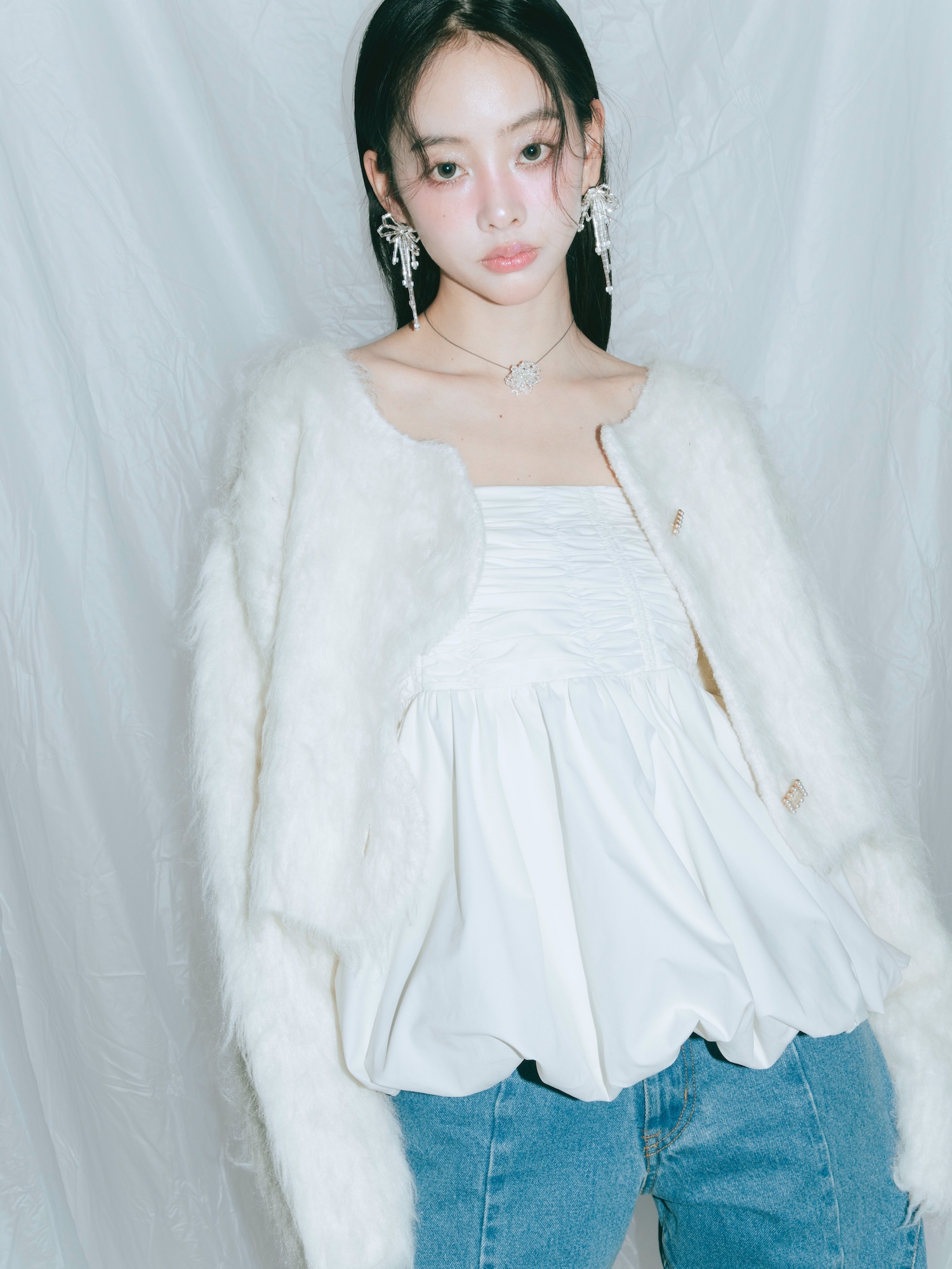 Scallop Shaggy Knit Cardigan