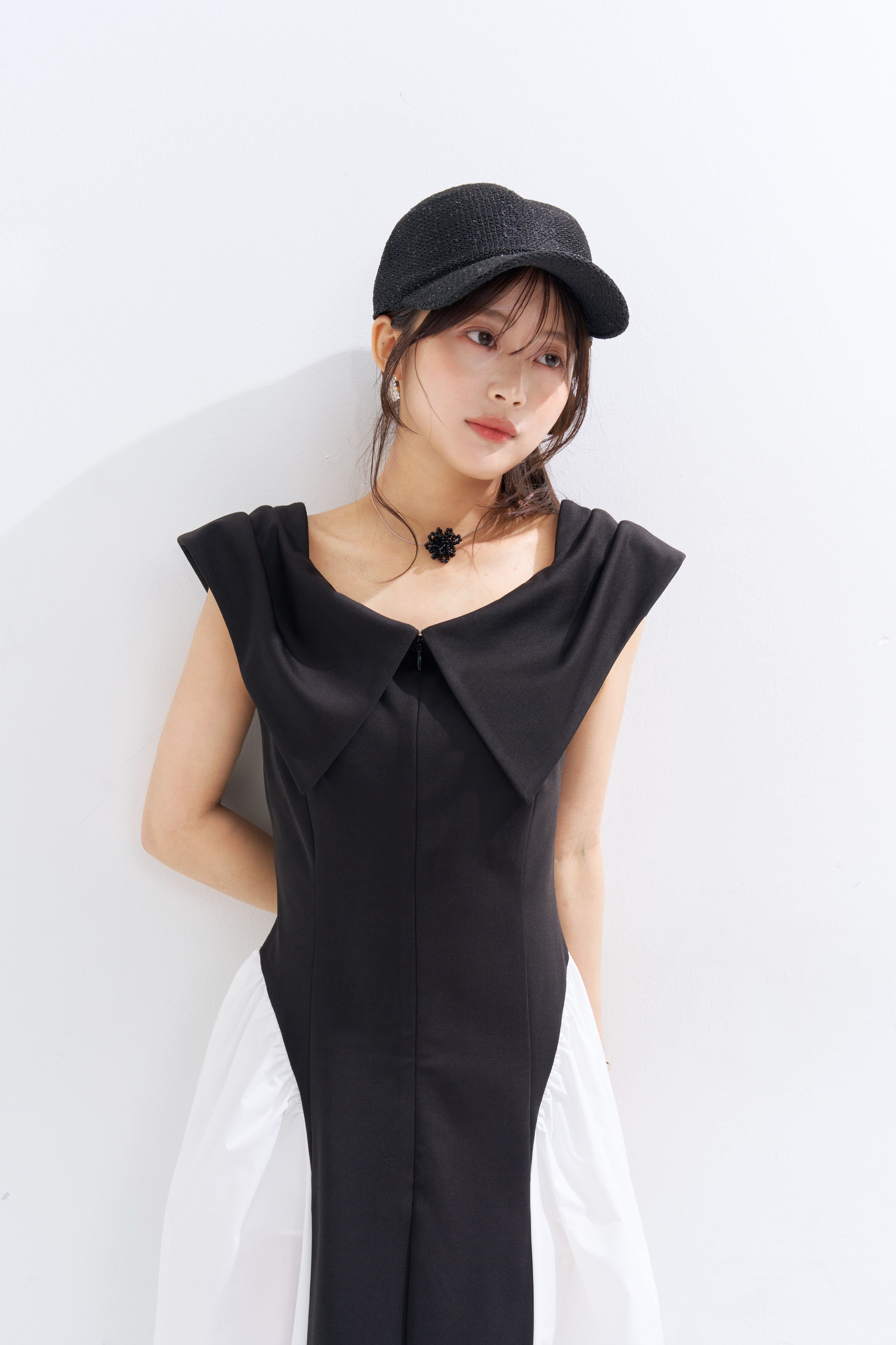 【JOUR by Crayme,】Ribbon Collar Dual Dress
