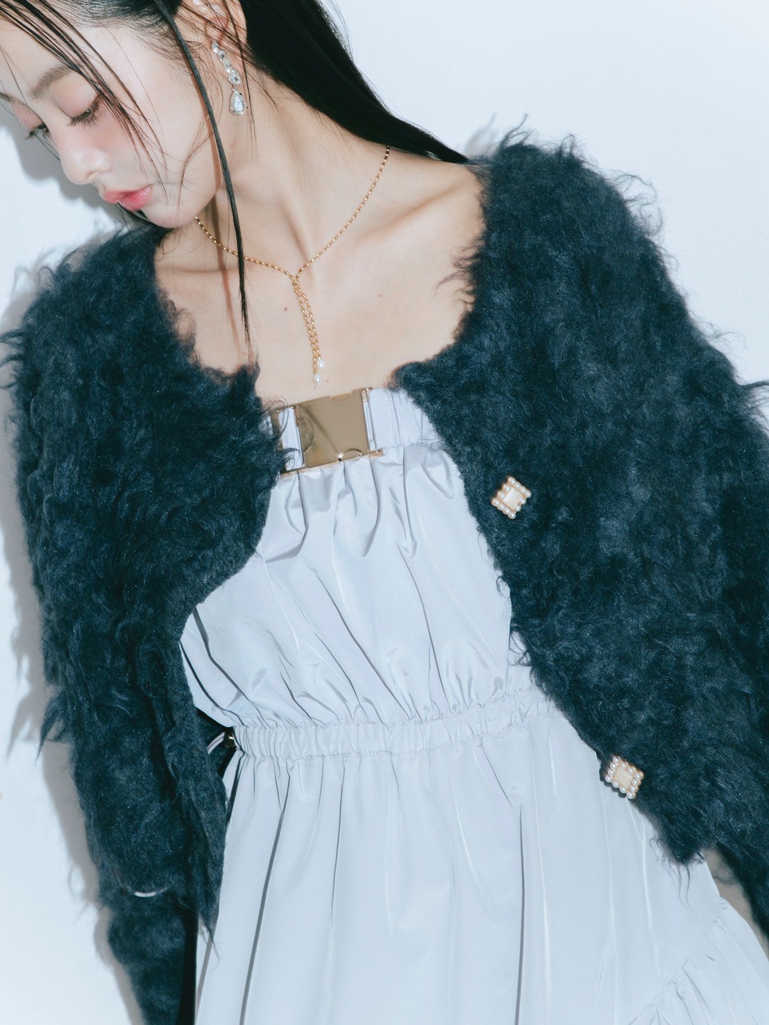 Scallop Shaggy Knit Cardigan