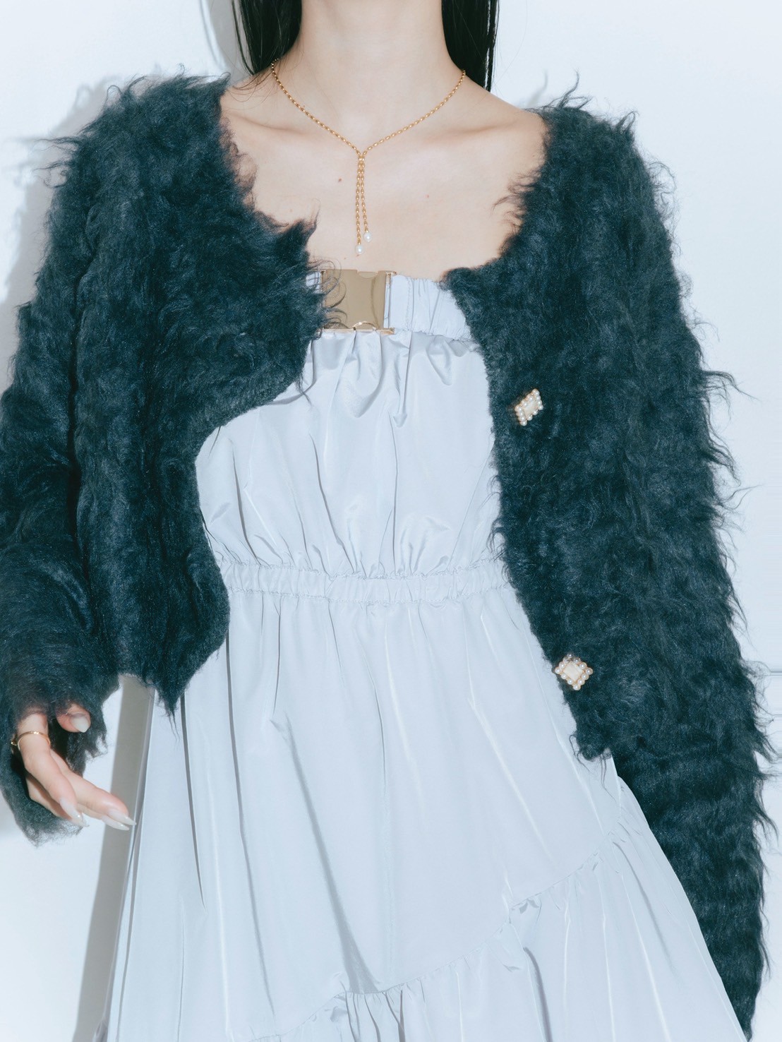 Scallop Shaggy Knit Cardigan