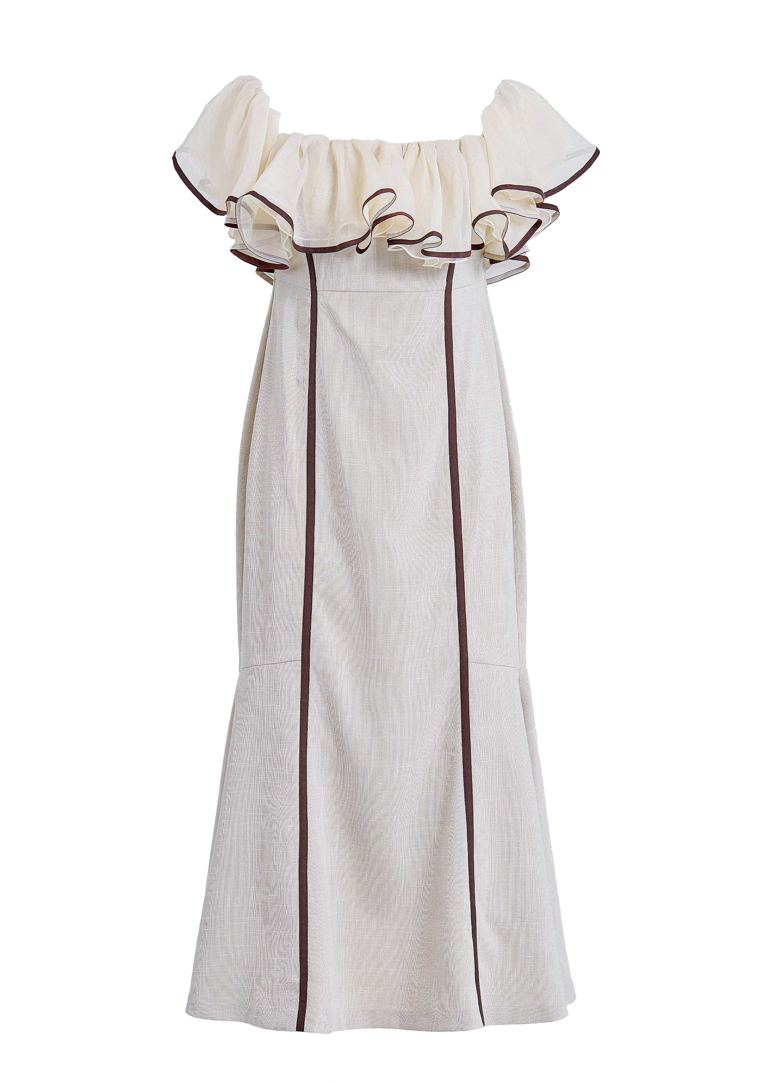 Sheer Frill Piping Dress
