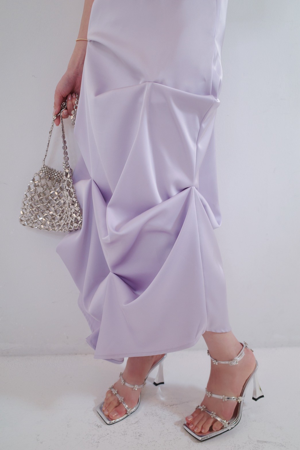 Pinch Satin Skirt