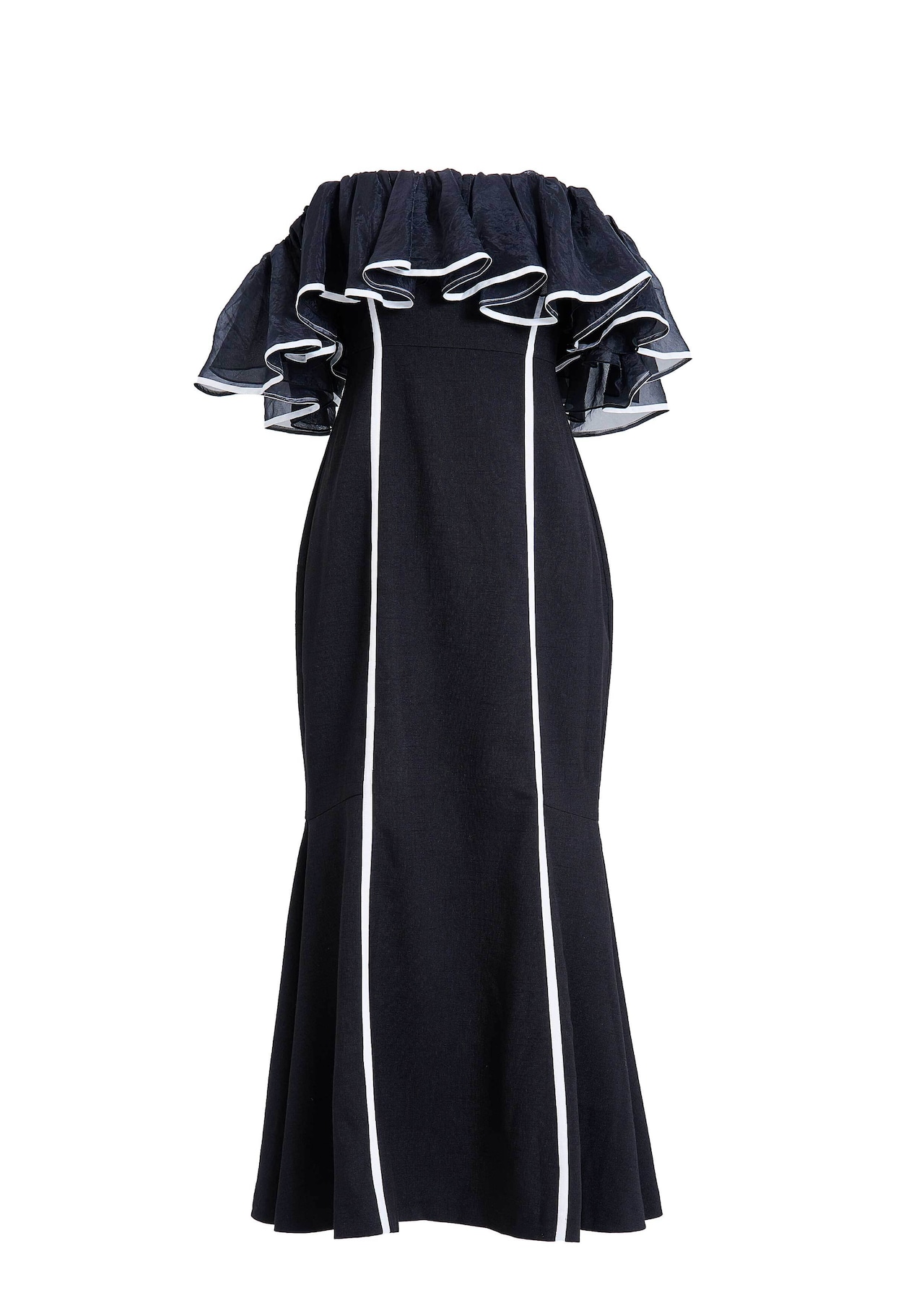 Sheer Frill Piping Dress