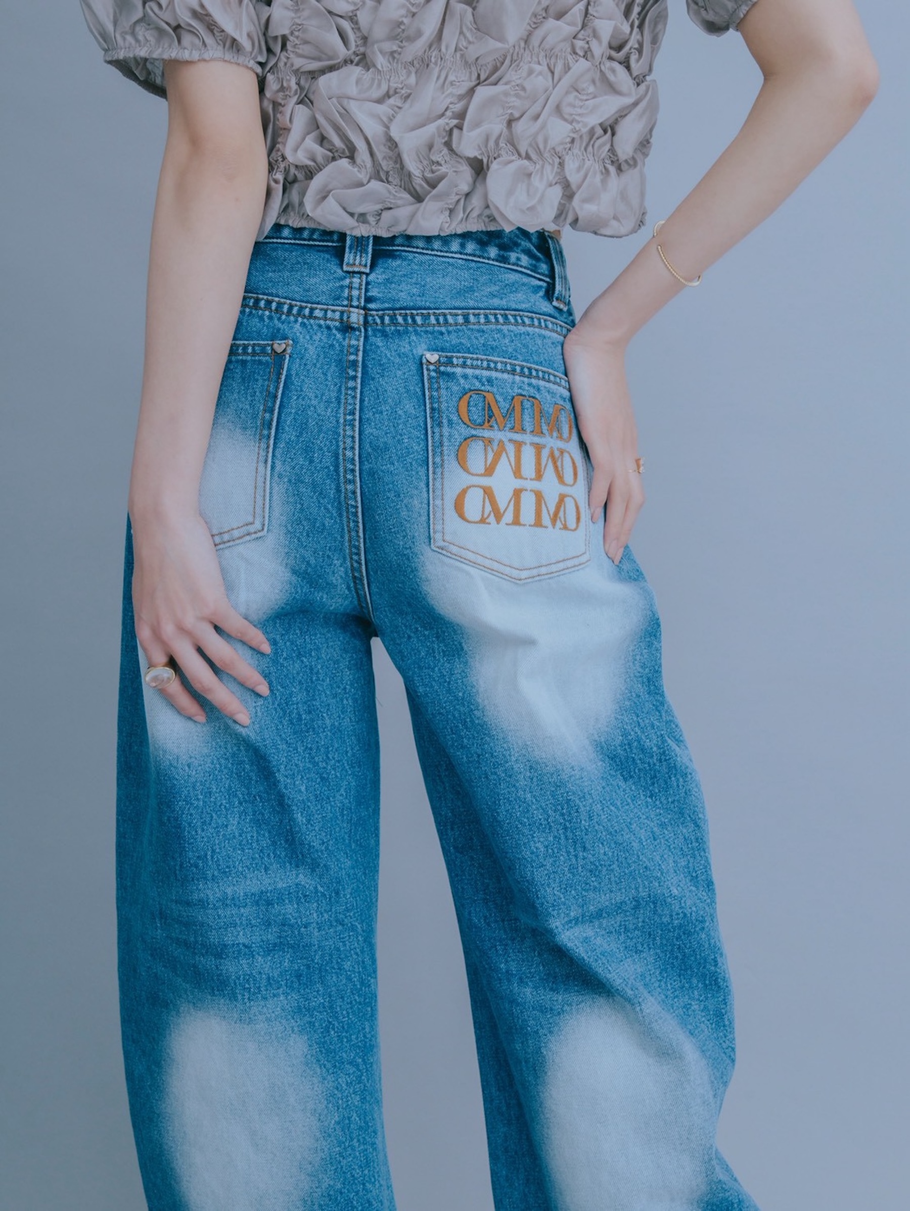 Slit Barrel Denim Pants