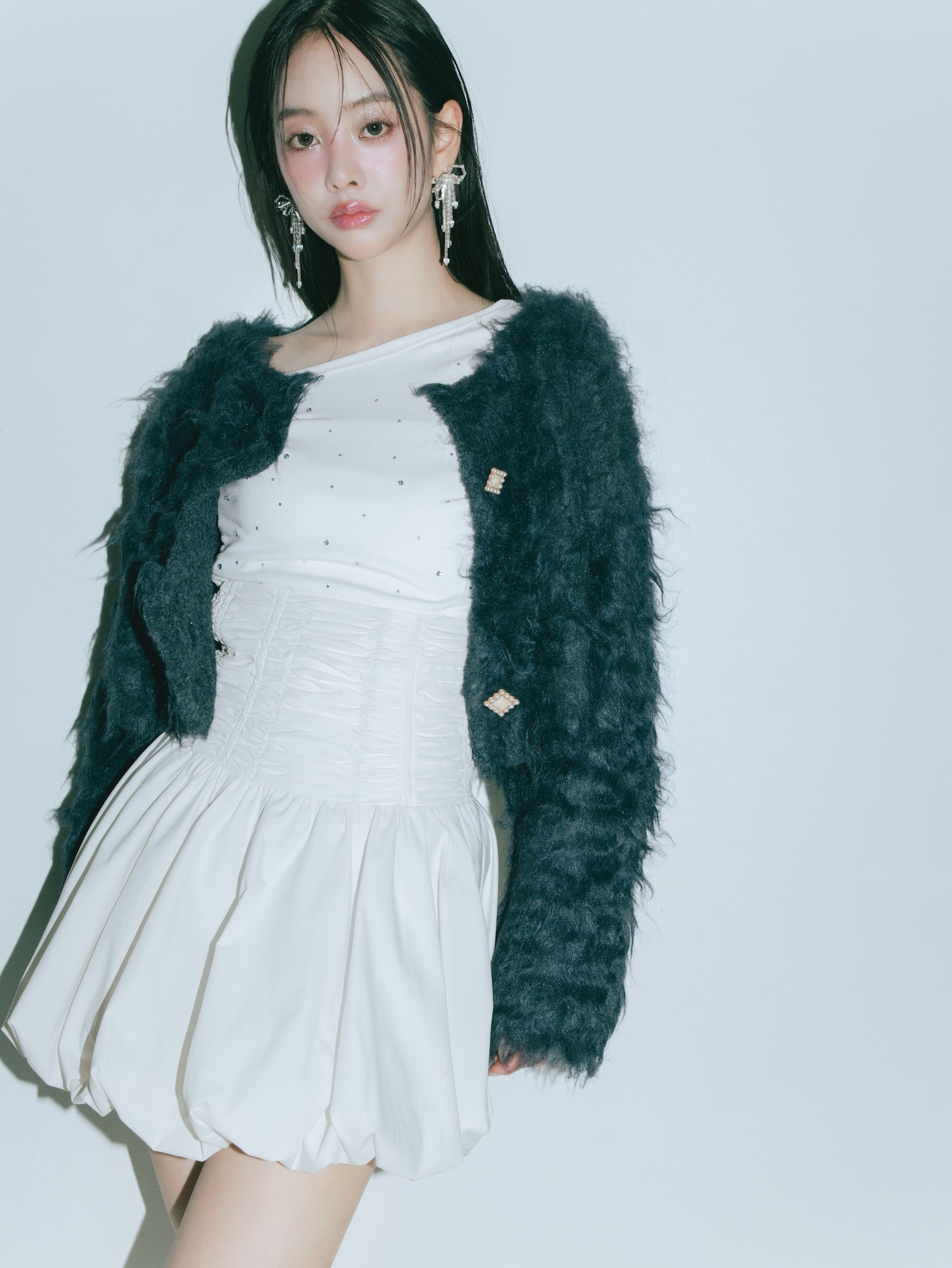 Scallop Shaggy Knit Cardigan