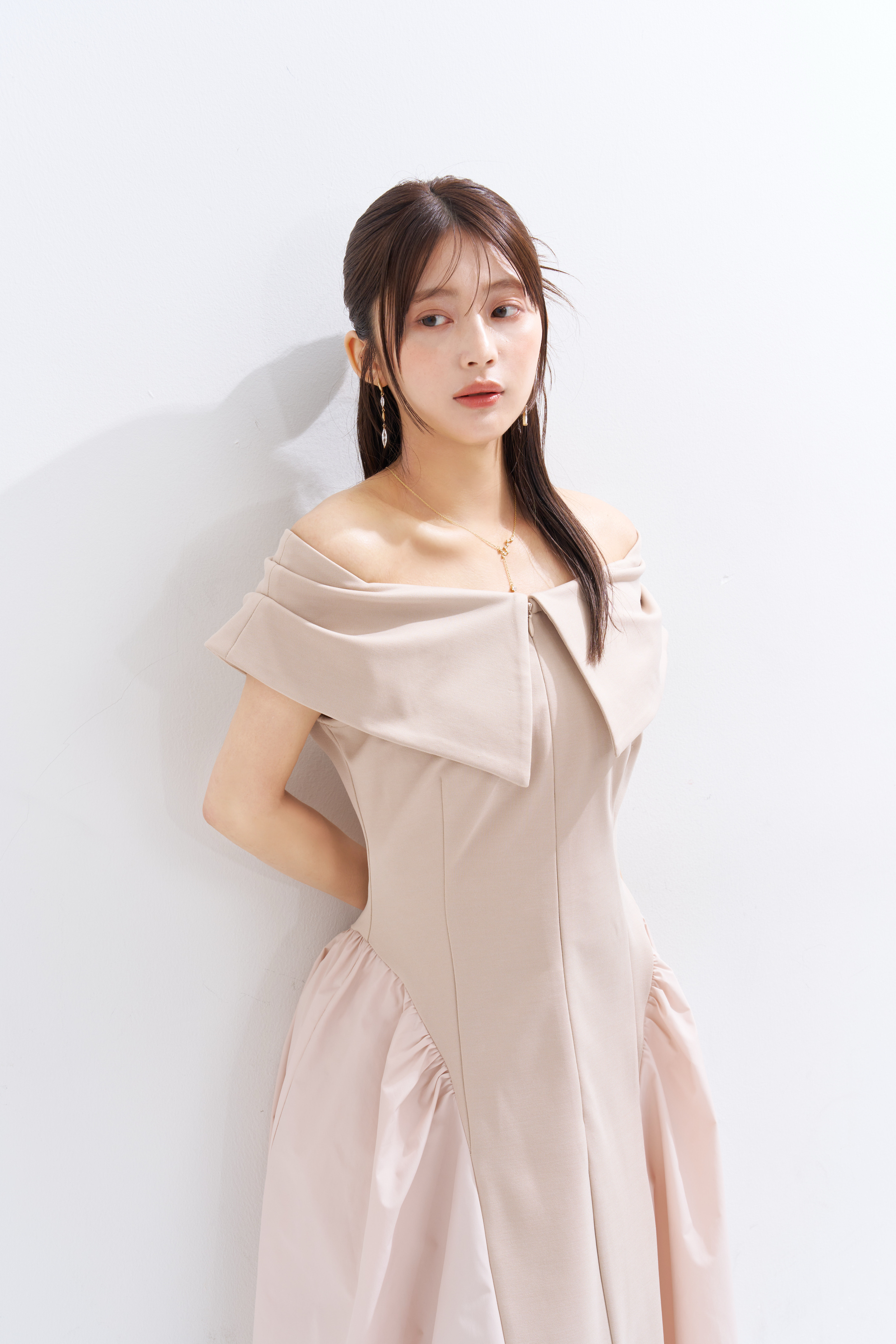 【JOUR by Crayme,】Ribbon Collar Dual Dress